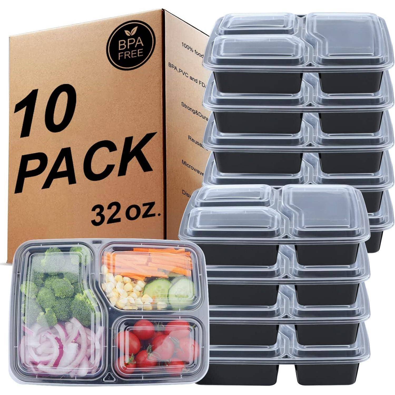 3-Fach Meal Prep Container Bento Boxen 10er Pack 32 oz 3 Compartment