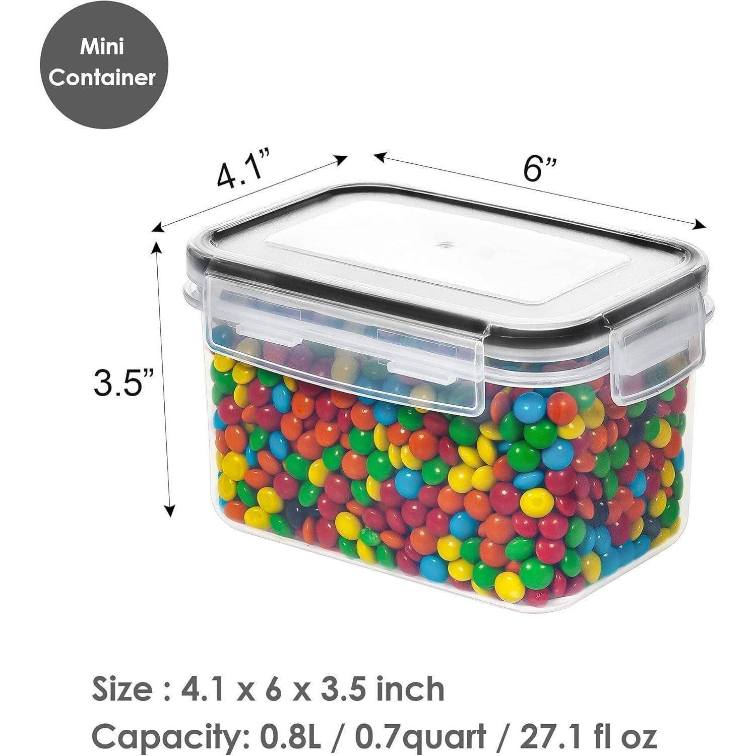 Transparente Aufbewahrungsbox mit Abmessungen von 4,1 x 6 x 3,5 Zoll, geeignet für bunte Süßigkeiten, Fassungsvermögen 0,8 Liter oder 0,7 Quart, 27,1 Flüssigunzen.