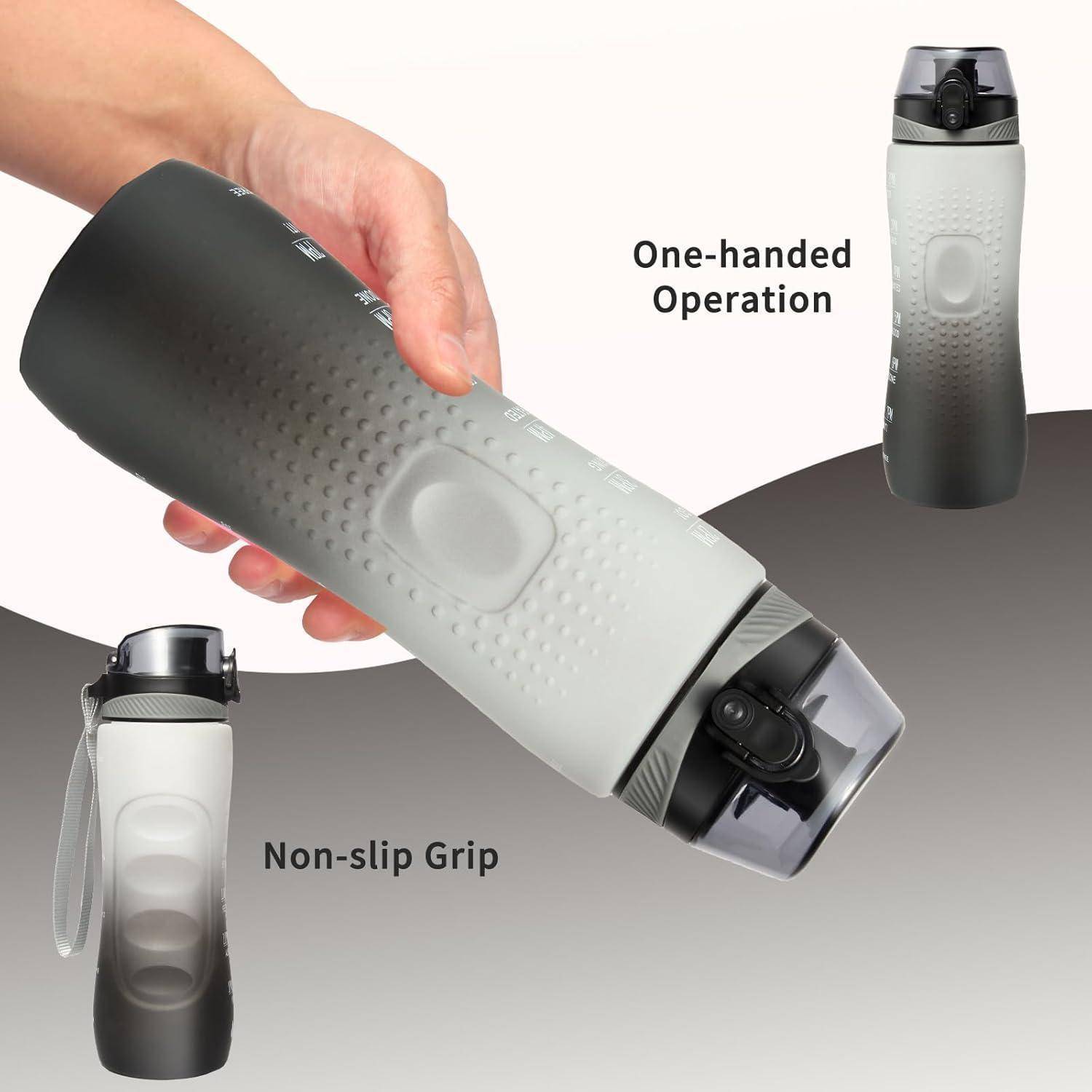 Trinkflasche mit Zeitmarkierung Sport Tritan BPA frei auslaufsicher