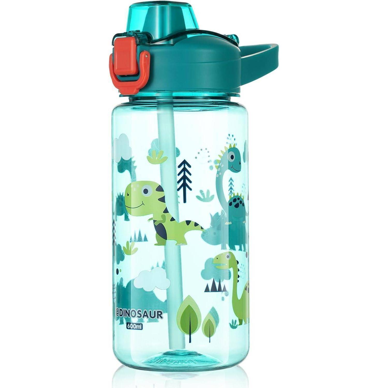 600ml Trinkflasche Kinder mit Strohhalm, BPA-frei, Sportwasserflasche