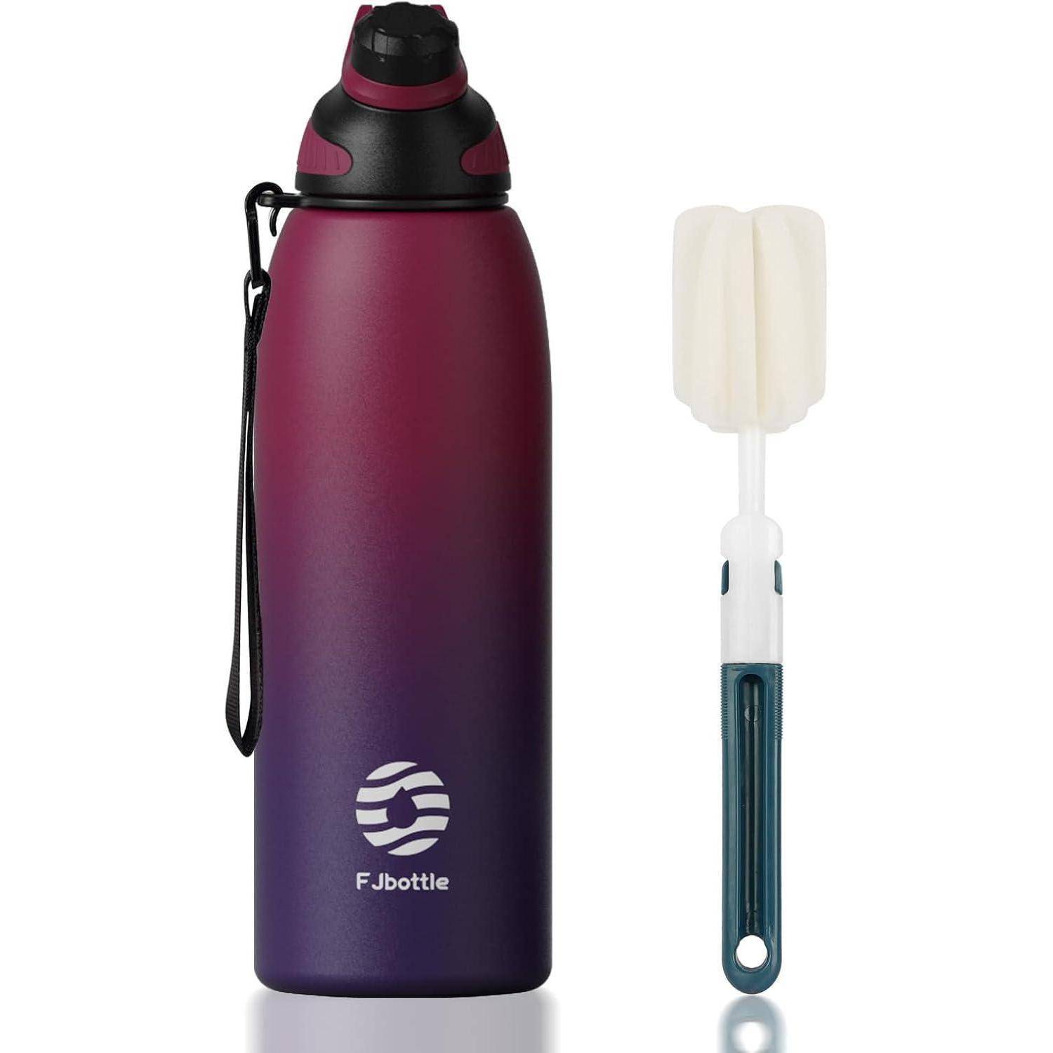 Trinkflasche Edelstahl 1500ml Magnetdeckel Rot&amp;lila 1500 ml