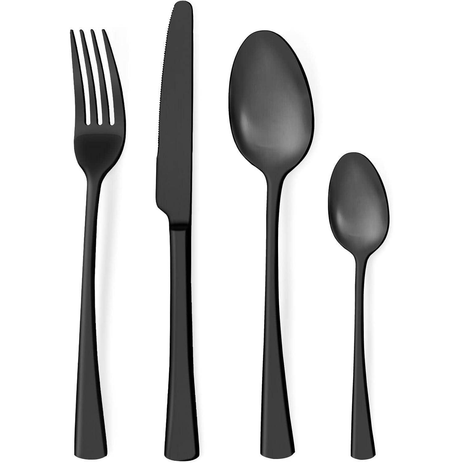 Besteckset Edelstahl 6 Personen 24 Teilig schwarz Matt 24 teilig