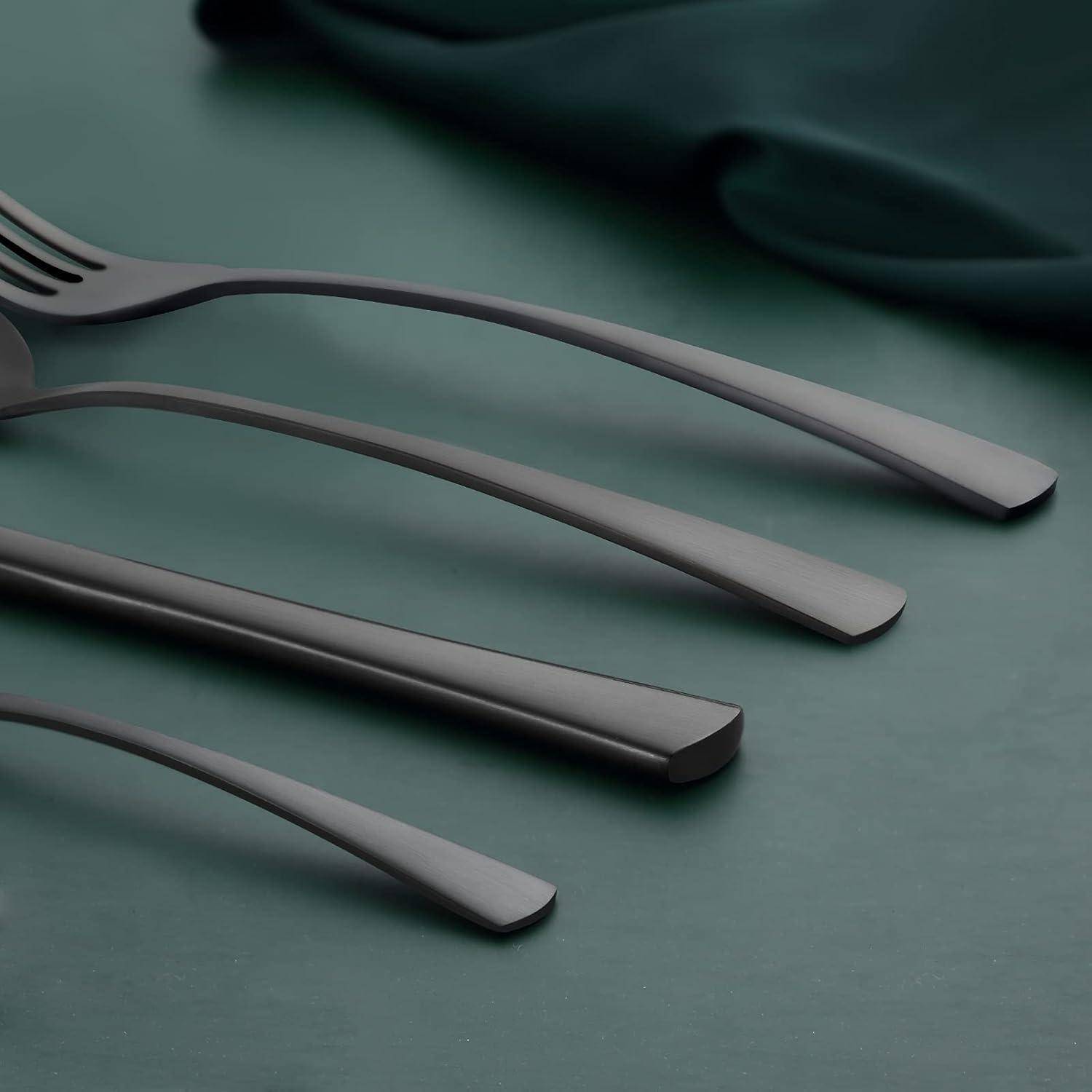 Besteckset Edelstahl 6 Personen 24 Teilig schwarz Matt 24 teilig