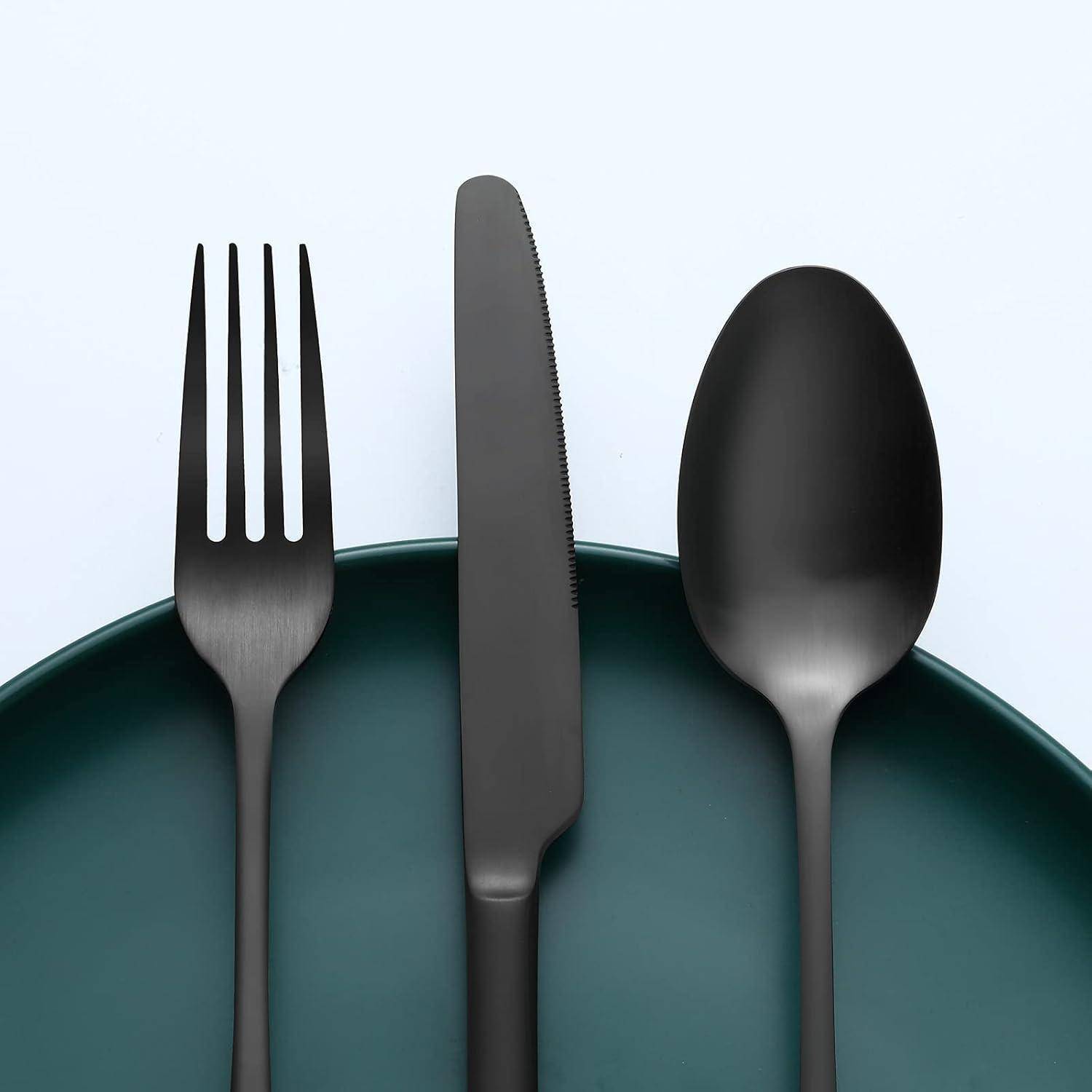 Besteckset Edelstahl 6 Personen 24 Teilig schwarz Matt 24 teilig