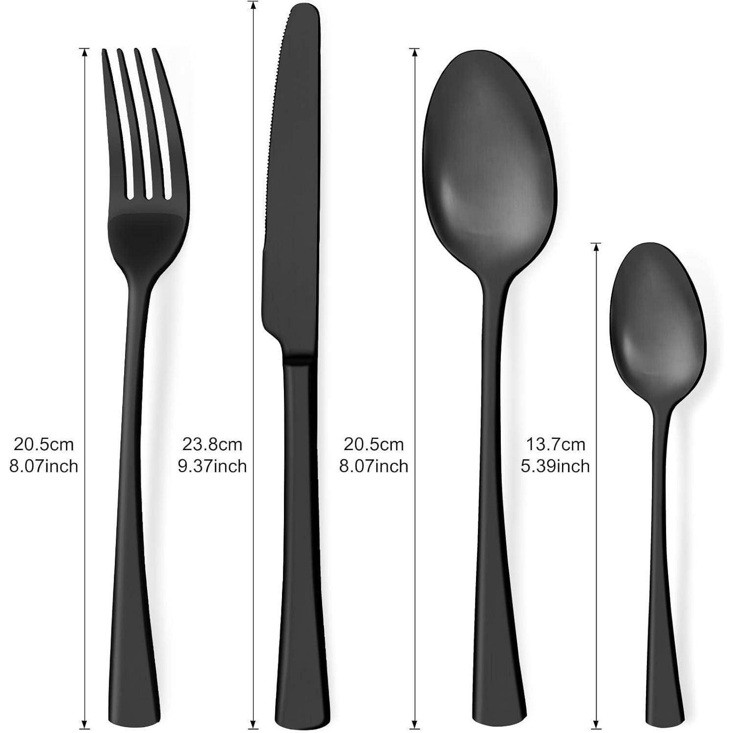 Besteckset Edelstahl 6 Personen 24 Teilig schwarz Matt 24 teilig