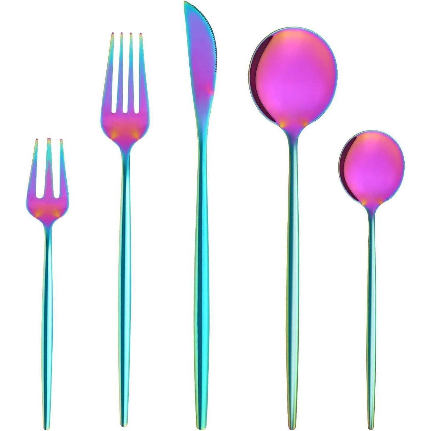 Besteck Regenbogen Edelstahl Set 6 Personen 30 teilig 30teilig bunt