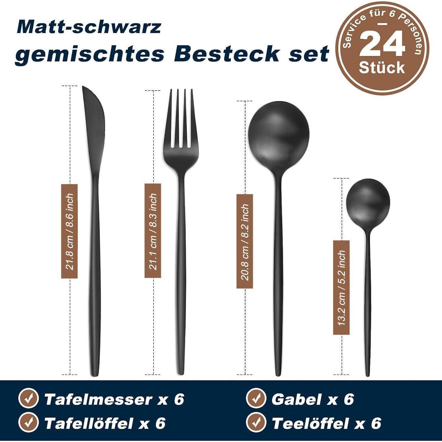 „Matt-schwarz gemischtes Besteck-Set