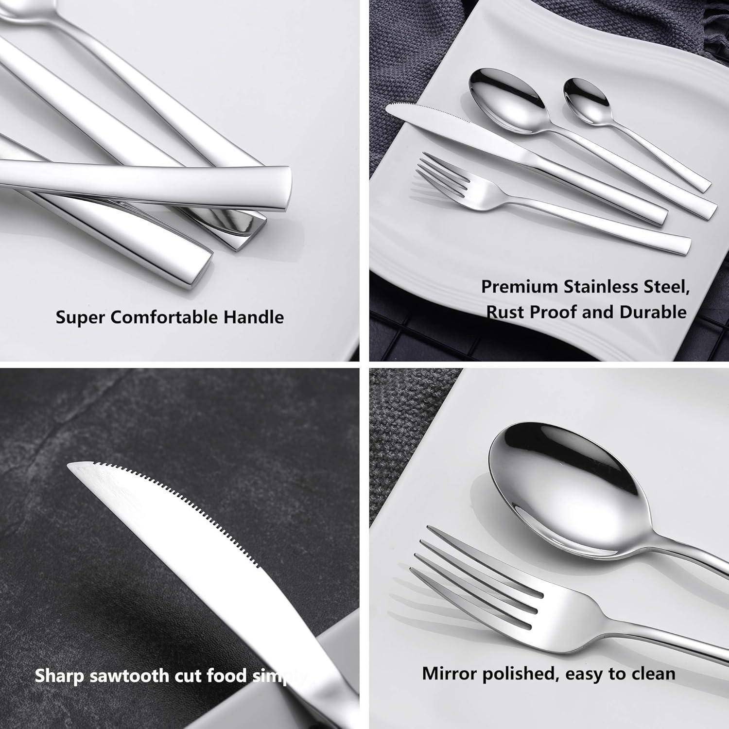 Besteckset 24teilig Edelstahl 6er 24 Stück für 6 Personen Silber