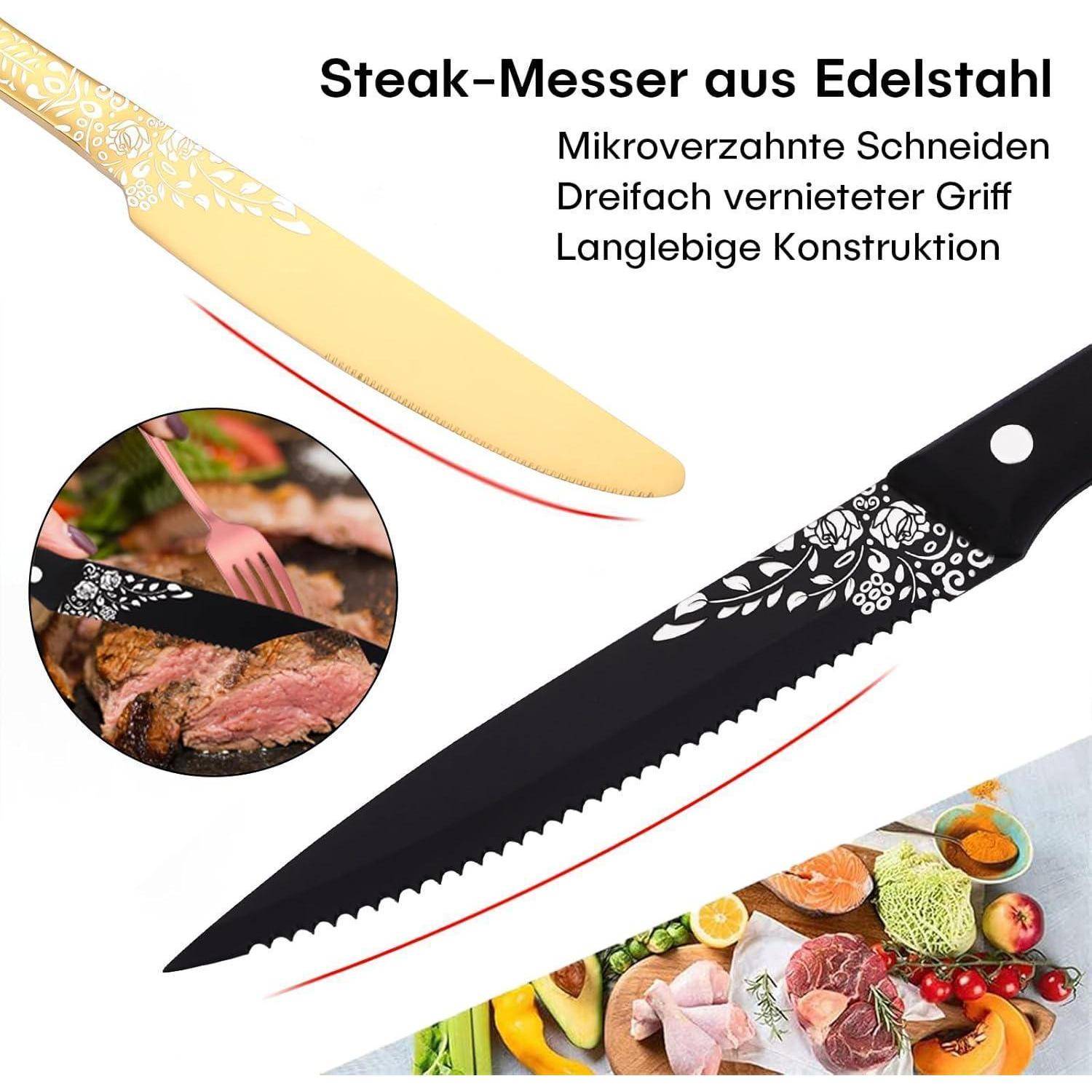Besteckset 36teilig Edelstahl Gold 6 Personen 36-Teiliges Golden