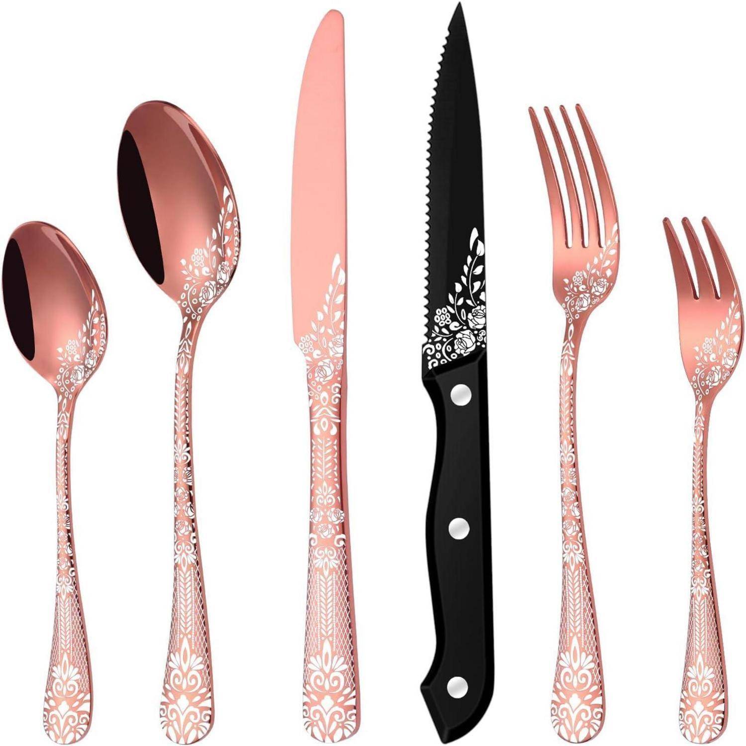 Besteck 36teilig Rosegold Edelstahl 36-Teiliges Roségold