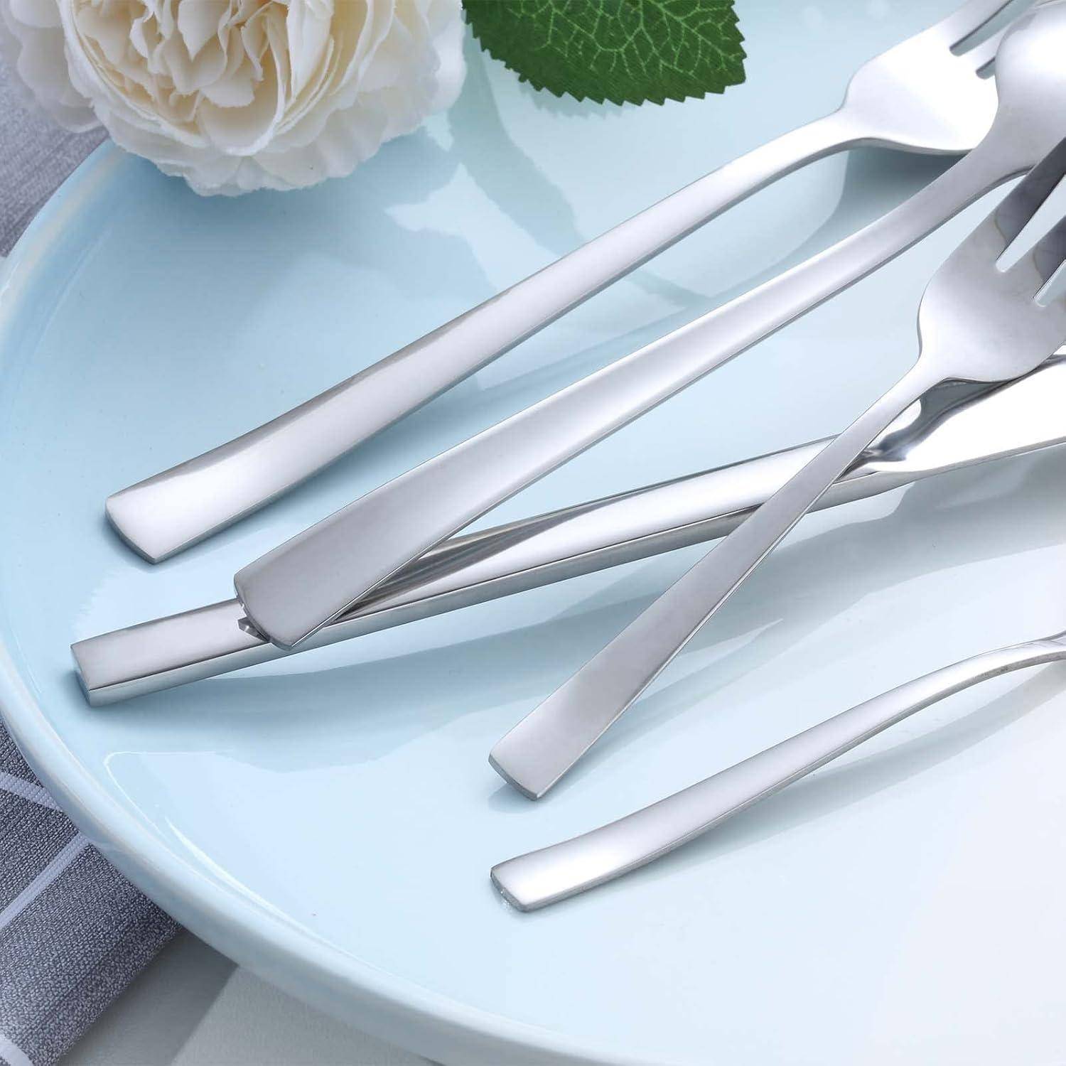 Besteckset 30 Stück Silberne Quadratische Griffe 30 Stück