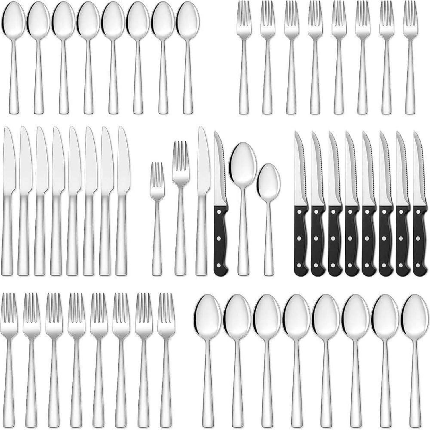 Besteckset Edelstahl 36tlg Steakmesser quadratische Kanten
