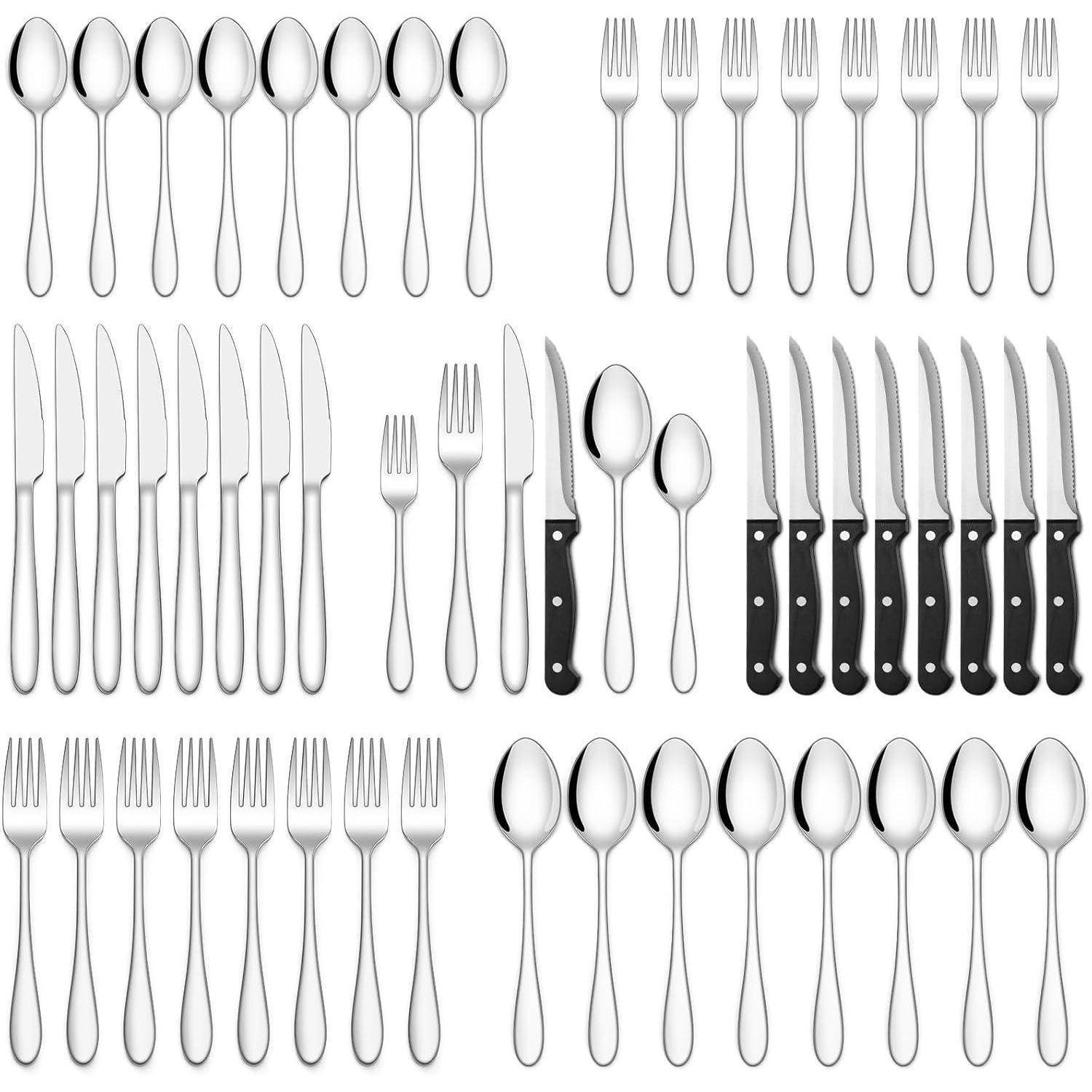 Besteckset 36tlg 6er Edelstahl Steakmesser Gabel Regentropfenkanten