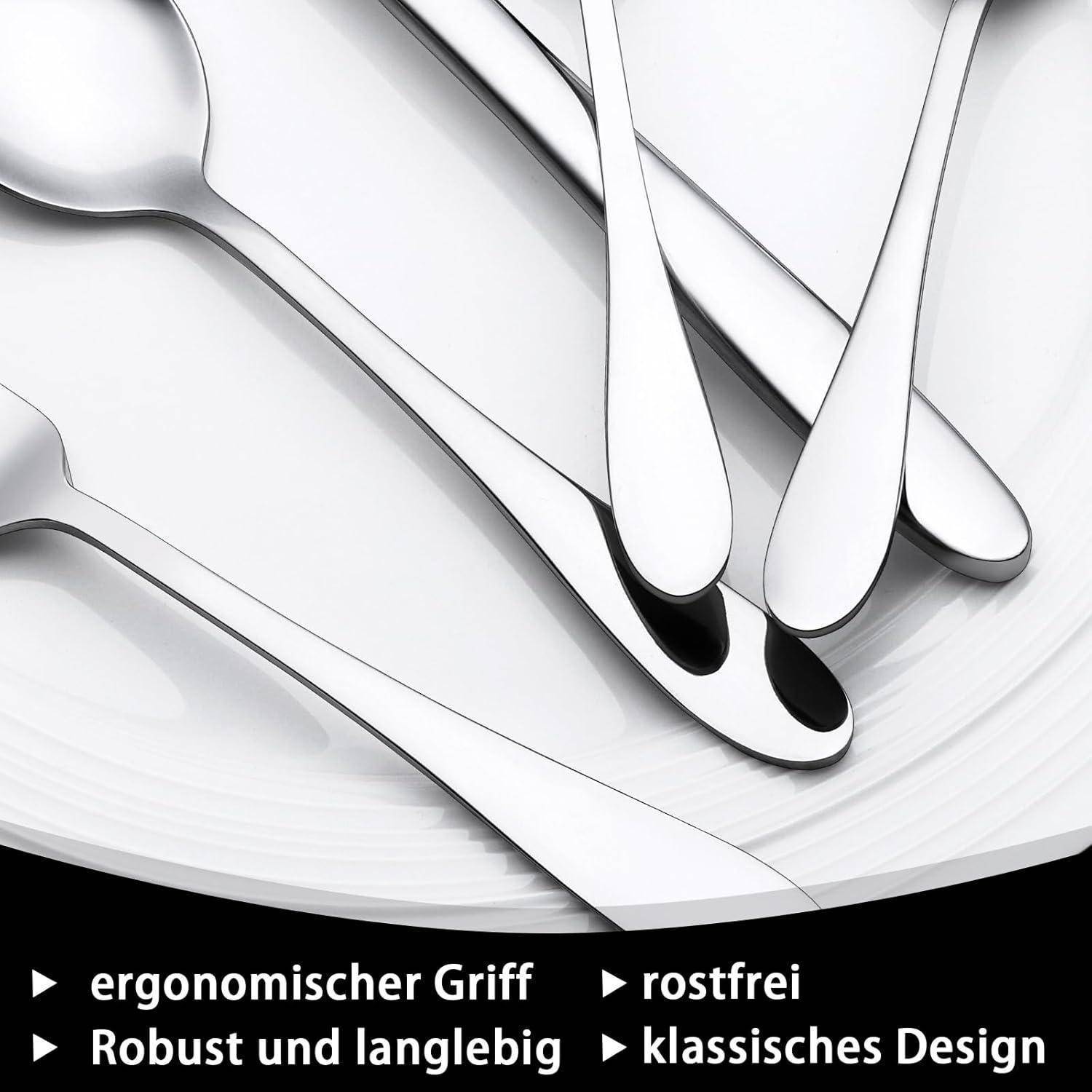 Besteckset 36tlg 6er Edelstahl Steakmesser Gabel Regentropfenkanten