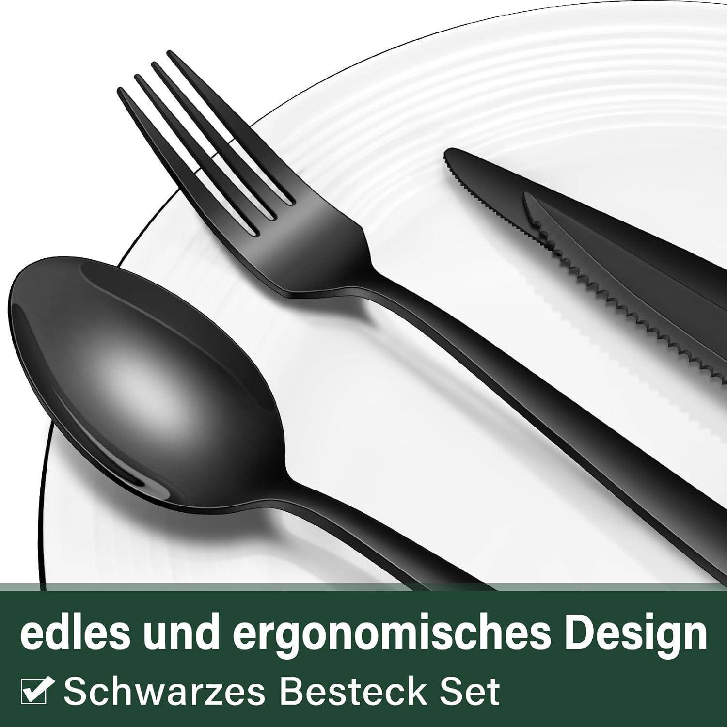Besteckset Edelstahl 36teilig 6 Personen quadratische Kanten