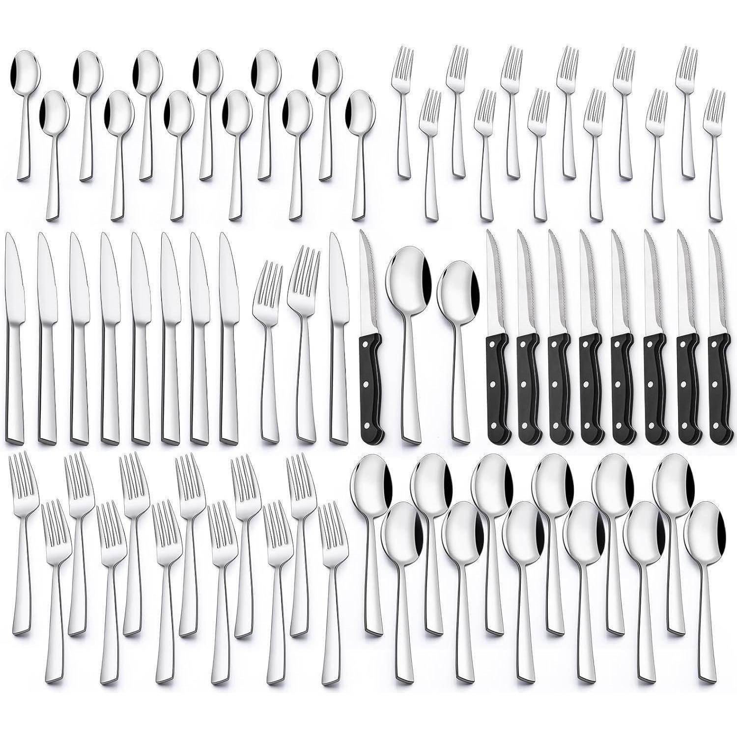 Besteck Set 72teilig Edelstahl Steakmesser quadratische Kanten