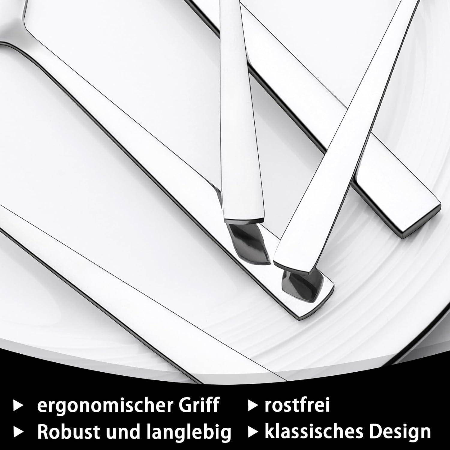Besteck Set 72teilig Edelstahl Steakmesser quadratische Kanten