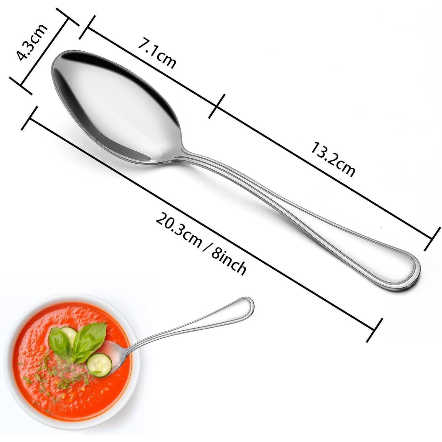 Suppenlöffel 24 Stück Edelstahl 20,3cm Silberner gemusterter Griff