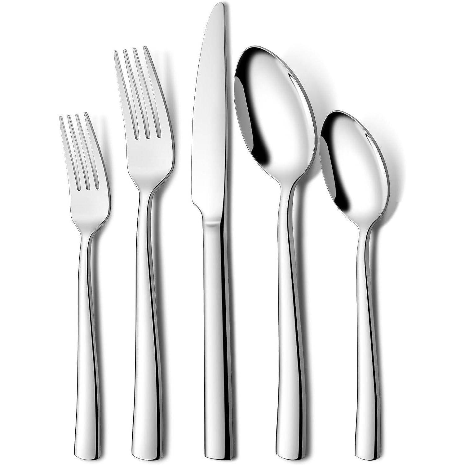 Besteck 30teilig 6 Personen Edelstahl Messer Gabel quadratische Kanten