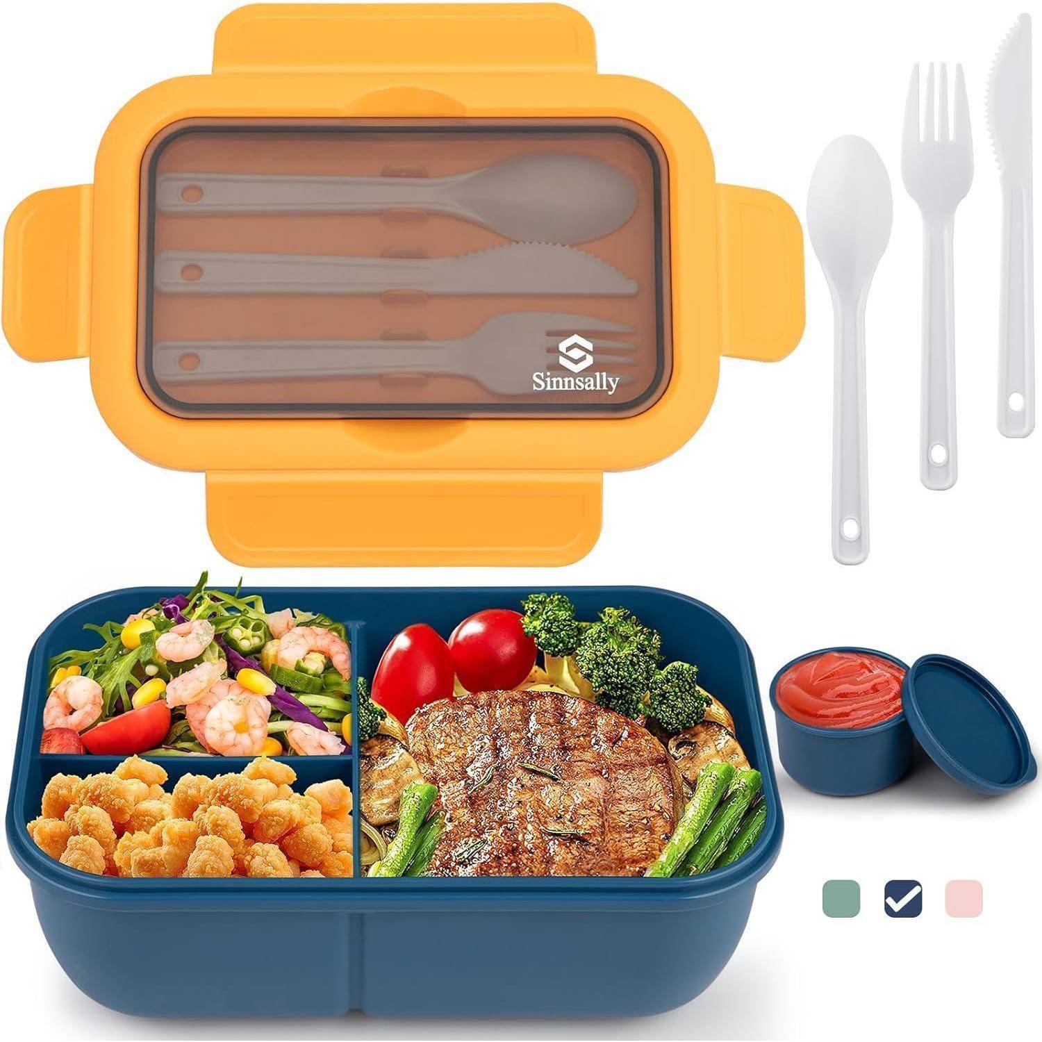 Lunchbox 1250ml Fächer Brotdose Bento Besteck Erwachsene Bule
