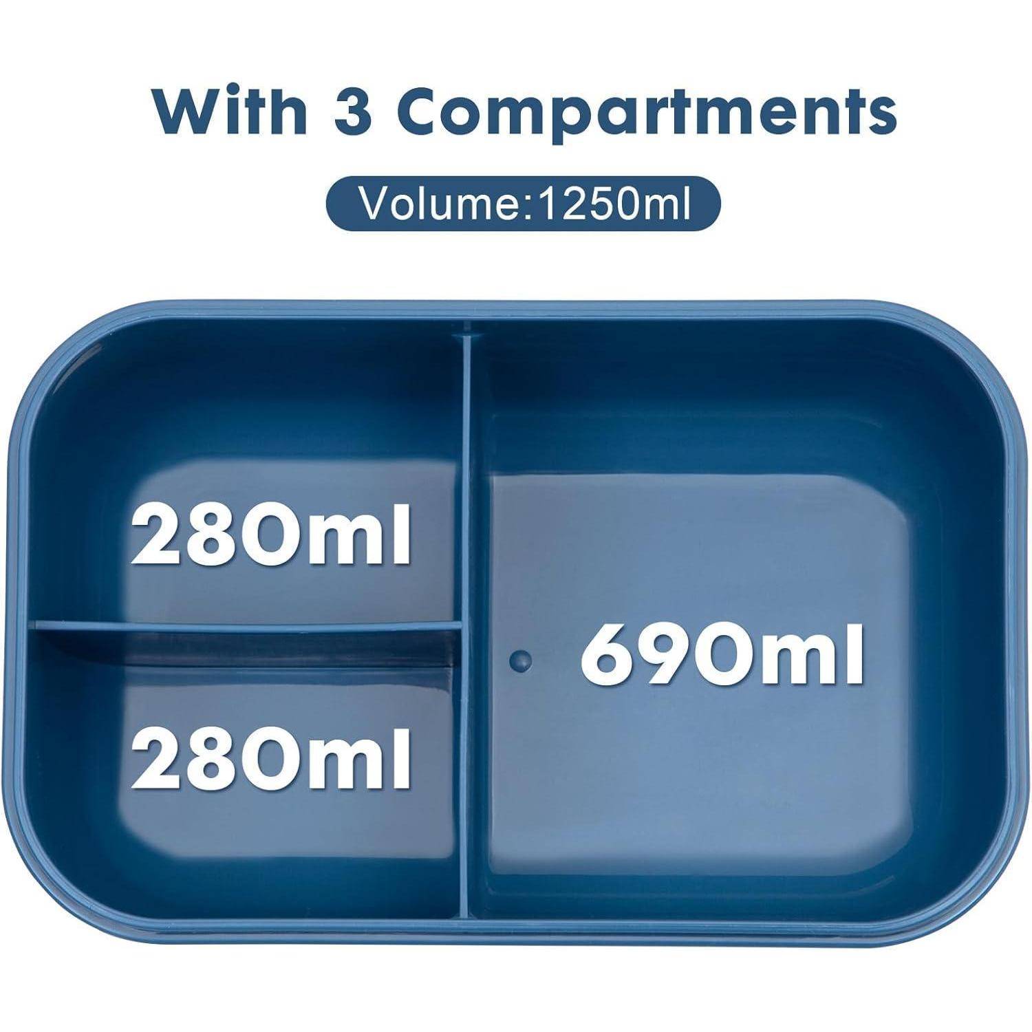 Lunchbox 1250ml Fächer Brotdose Bento Besteck Erwachsene Bule