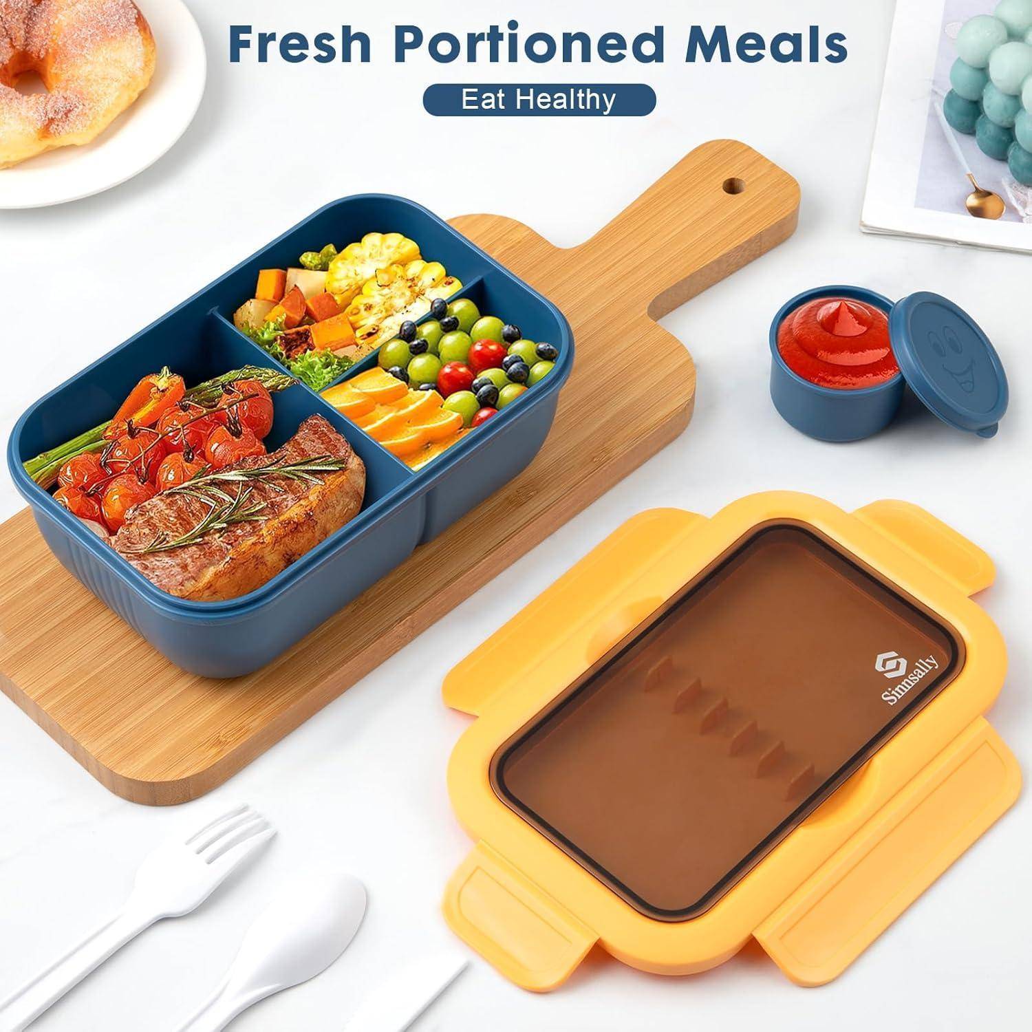 Lunchbox 1250ml Fächer Brotdose Bento Besteck Erwachsene Bule