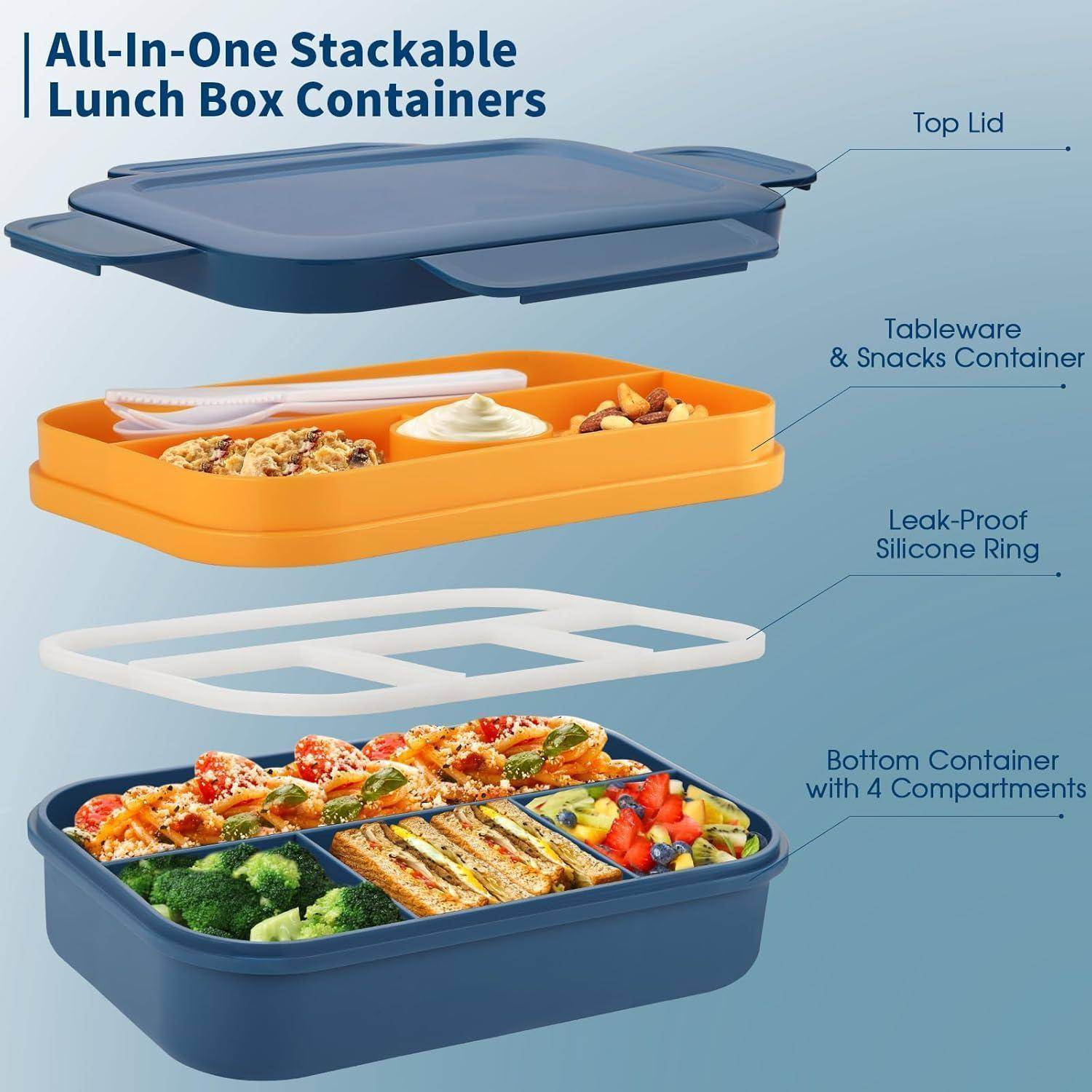 Lunchbox 2000ml Bento Brotdose Auslaufsicher Besteck Bule