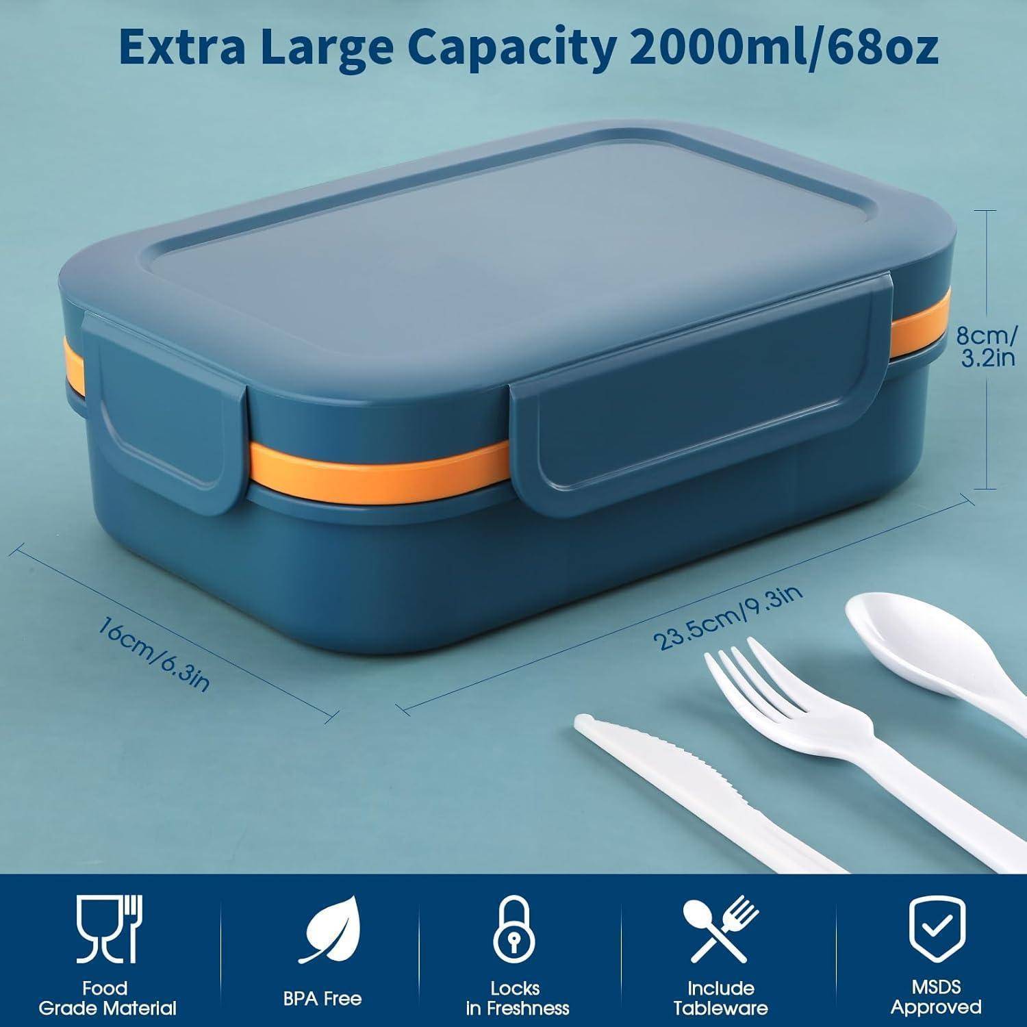 Lunchbox 2000ml Bento Brotdose Auslaufsicher Besteck Bule