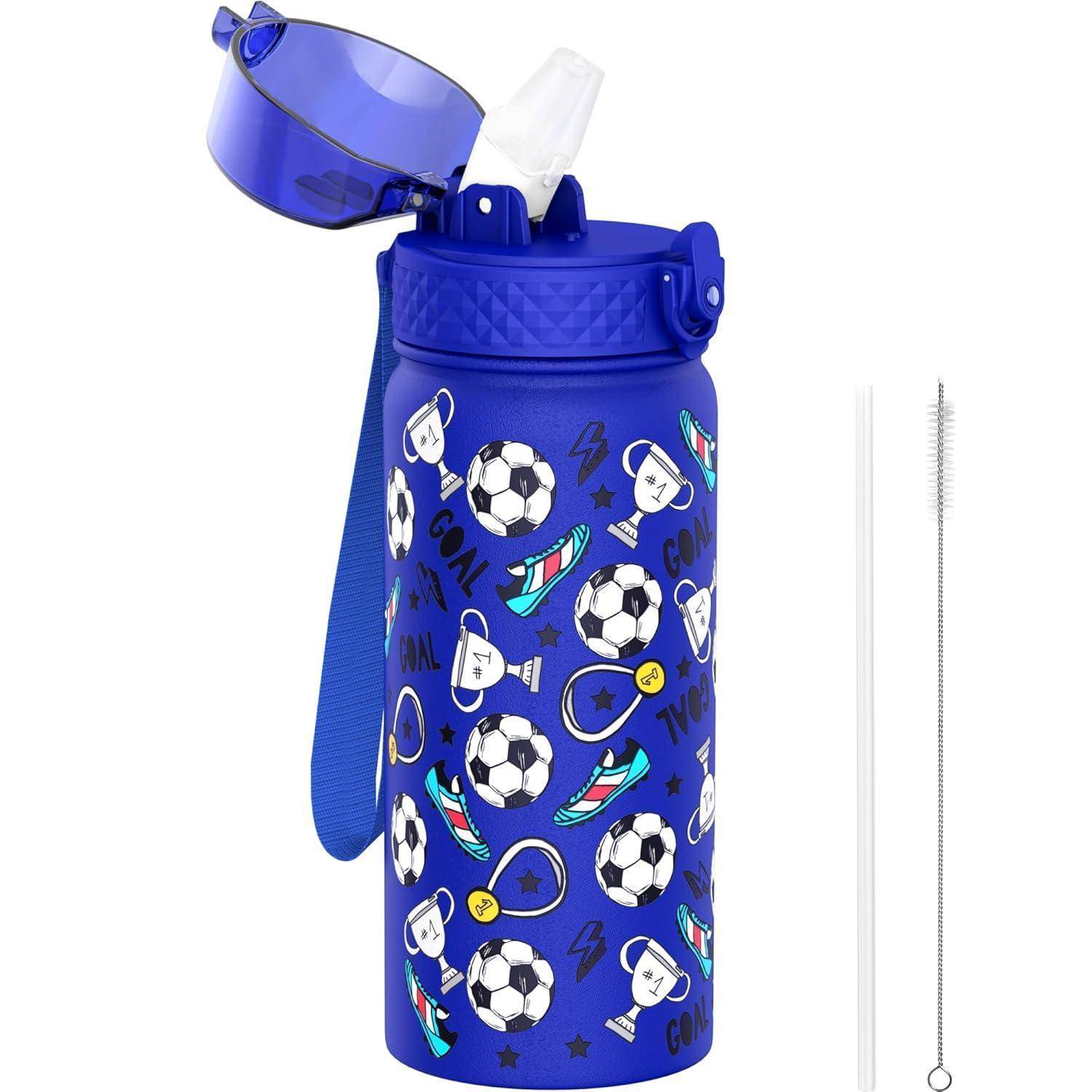 Trinkflasche Kinder Edelstahl Vakuum Blauer Fußball 550ml 18oz