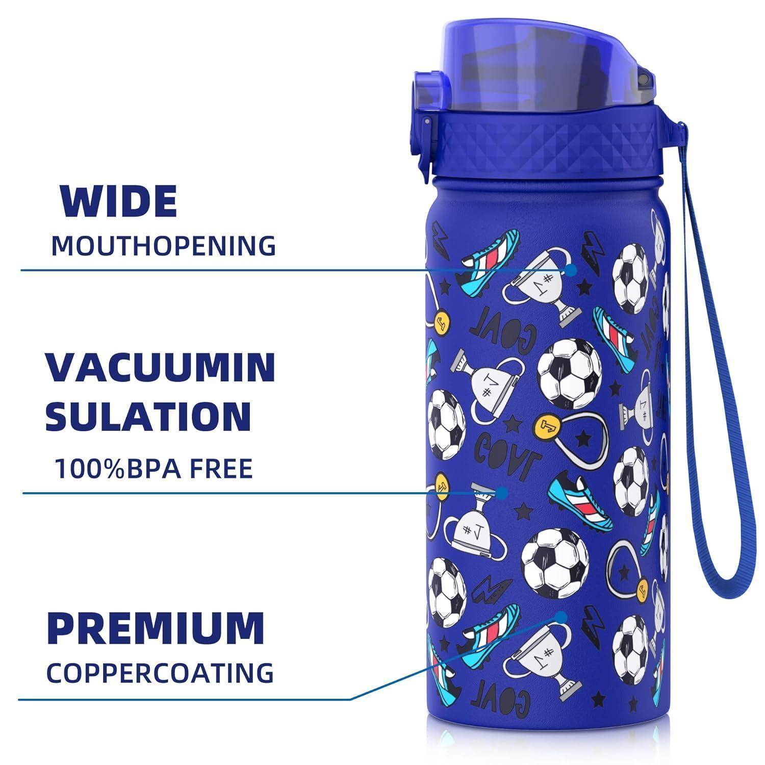 Trinkflasche Kinder Edelstahl Vakuum Blauer Fußball 550ml 18oz