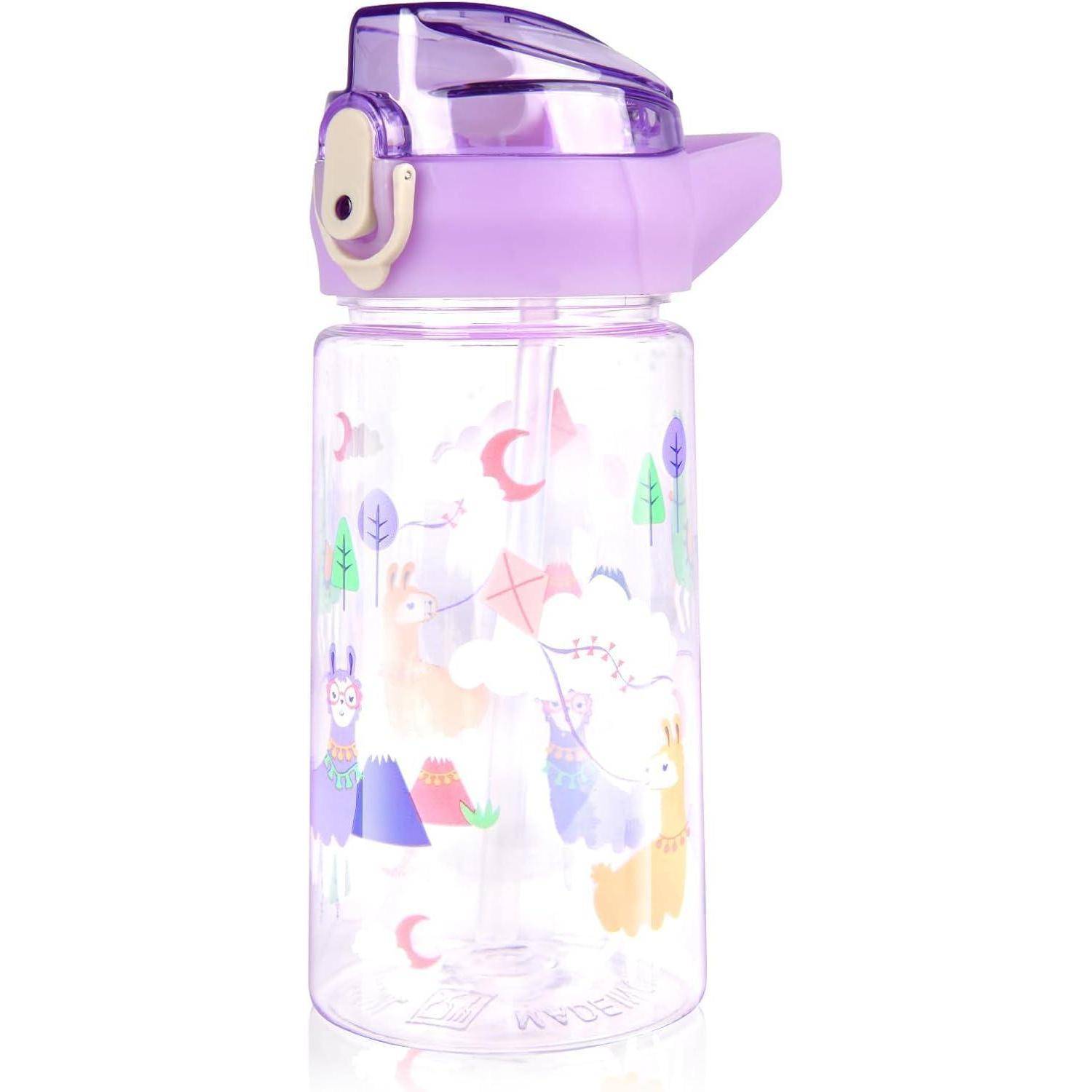 Trinkflasche Kinder 500ml Strohhalm BPAfrei FlipTop Lila Tier 500 ml