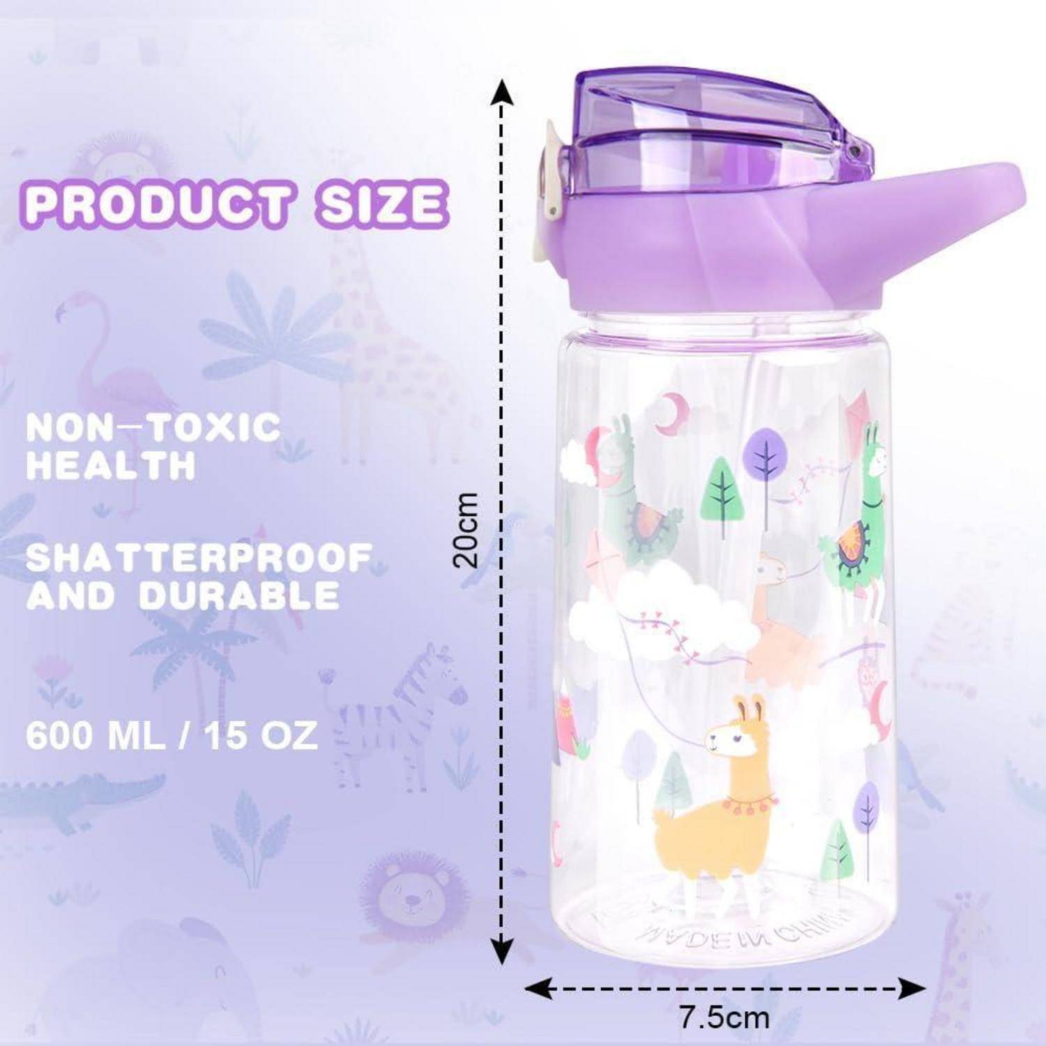 Trinkflasche Kinder 500ml Strohhalm BPAfrei FlipTop Lila Tier 500 ml