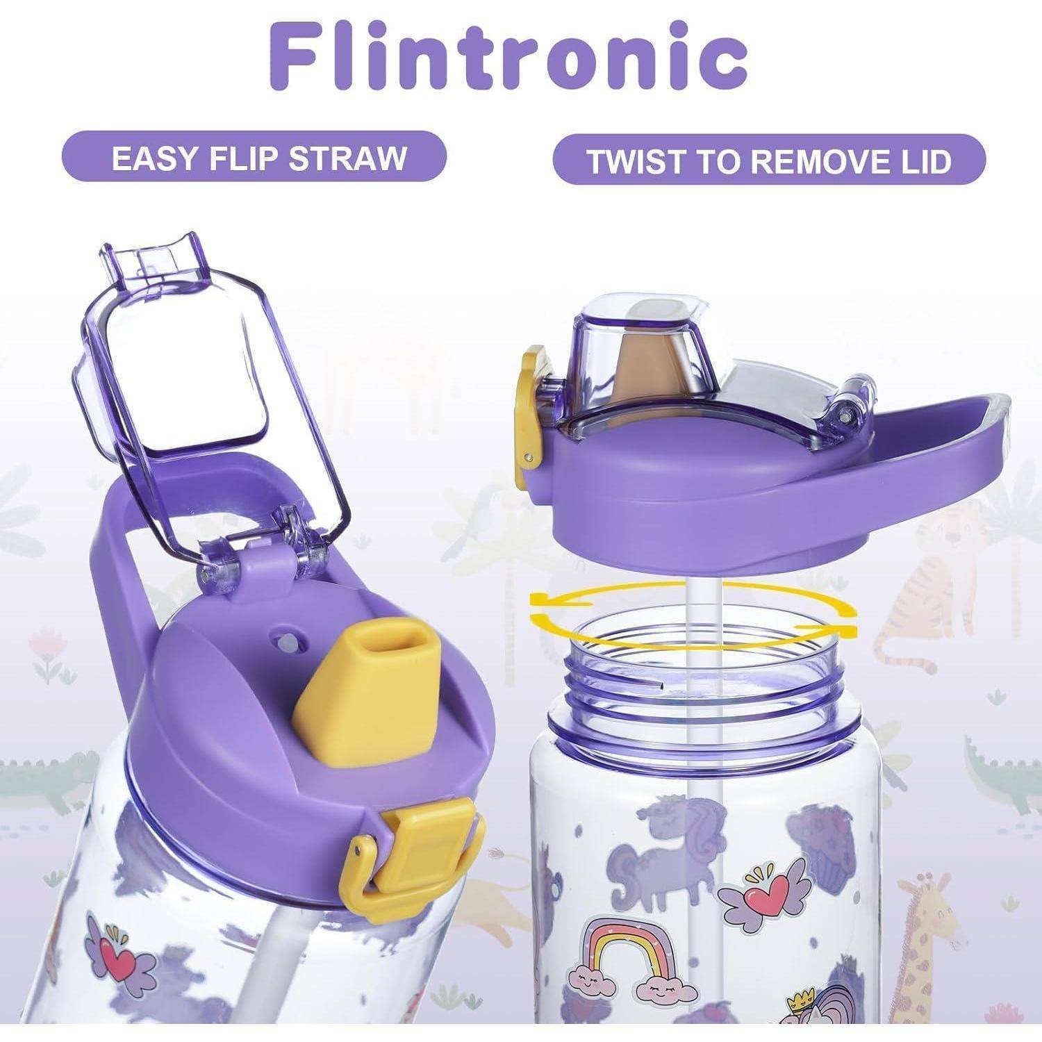 Trinkflasche Kinder 600ml Strohhalm BPAfrei Lila Einhorn 600 ml