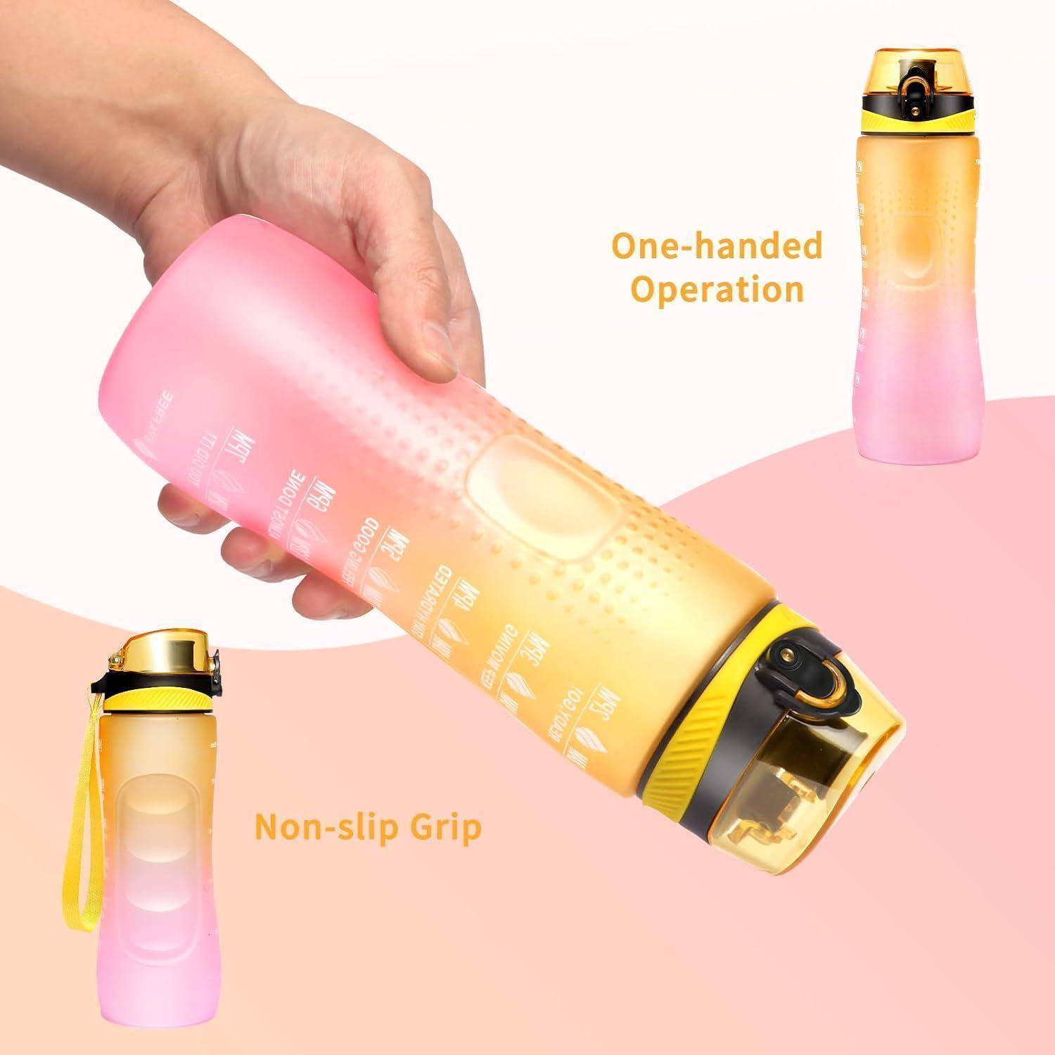 Trinkflasche Zeitmarkierung Tritan BPAfrei 750 ml Gelb Rosa