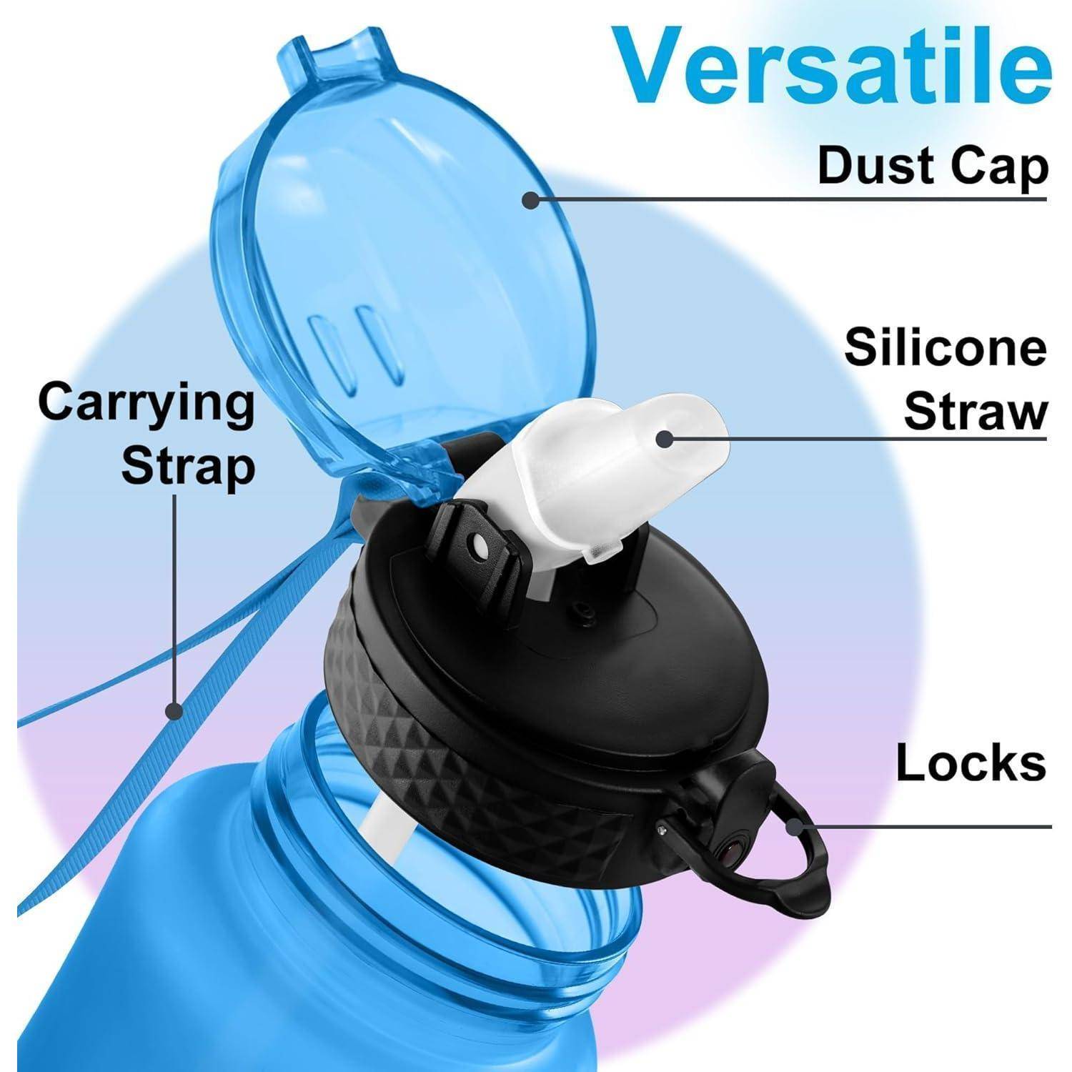 Trinkflasche Kinder Strohhalm BPAfrei Auslaufsicher 350 ml Blau Lila