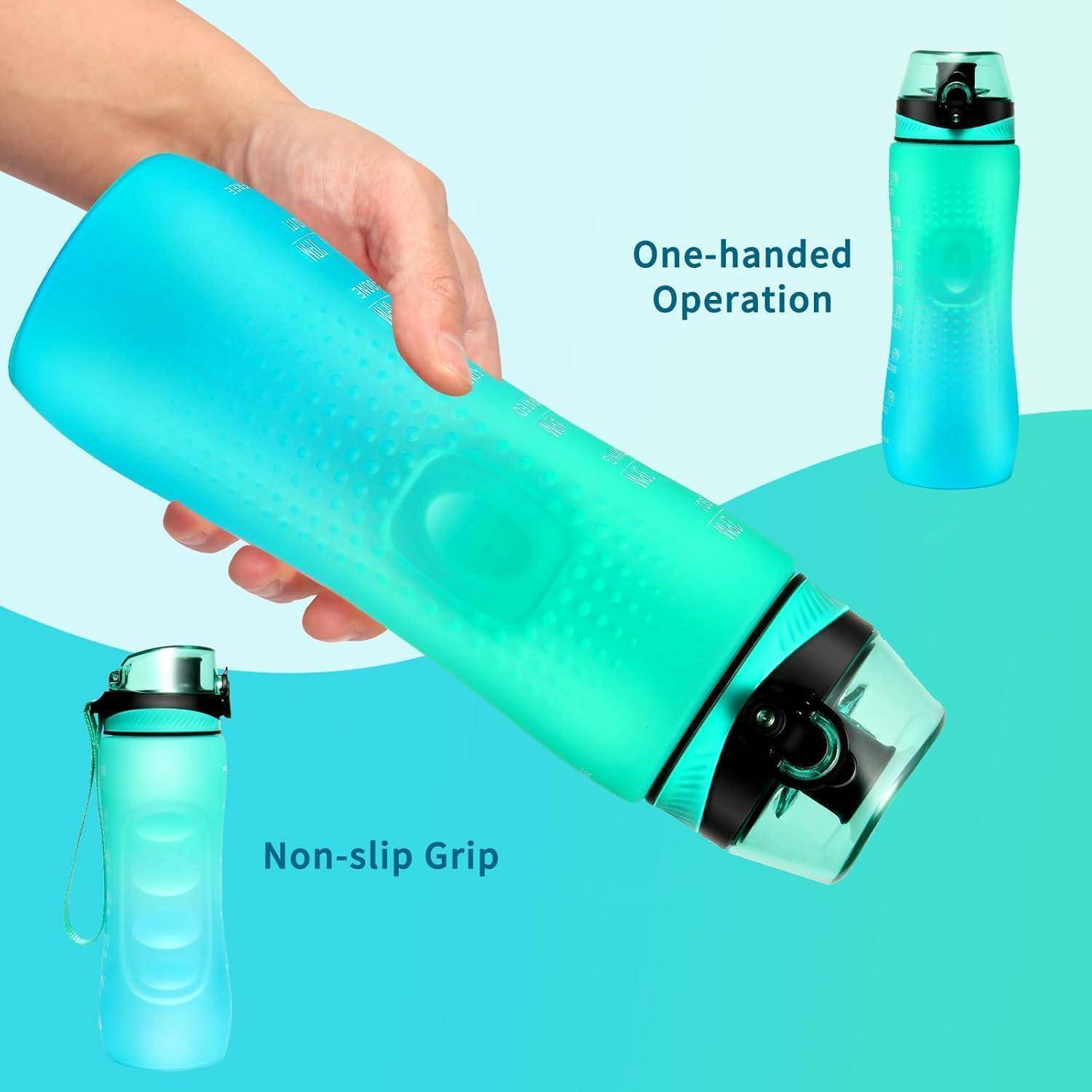 Trinkflasche Motivations Zeitmarkierung Tritan BPA 750 ml Mintgrün