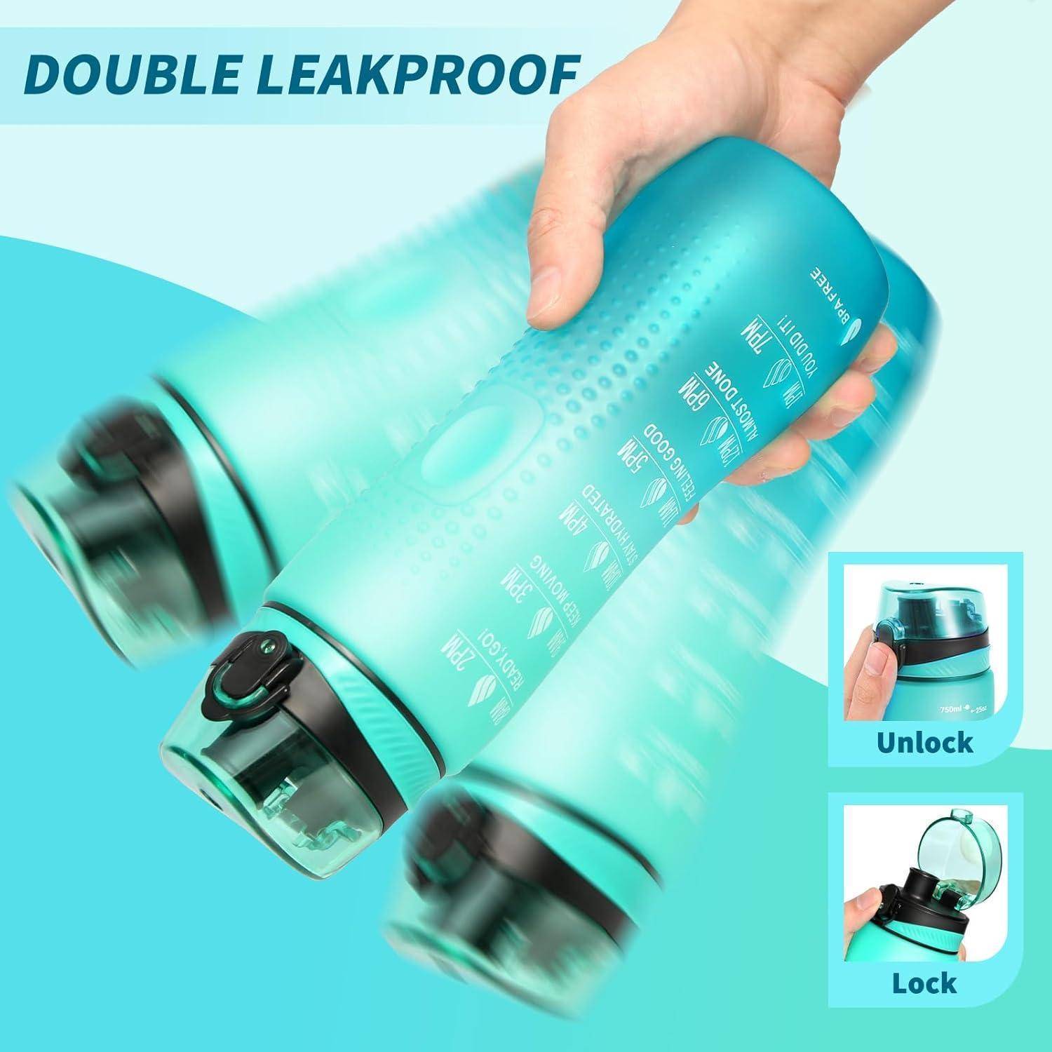 Trinkflasche Motivations Zeitmarkierung Tritan BPA 750 ml Mintgrün