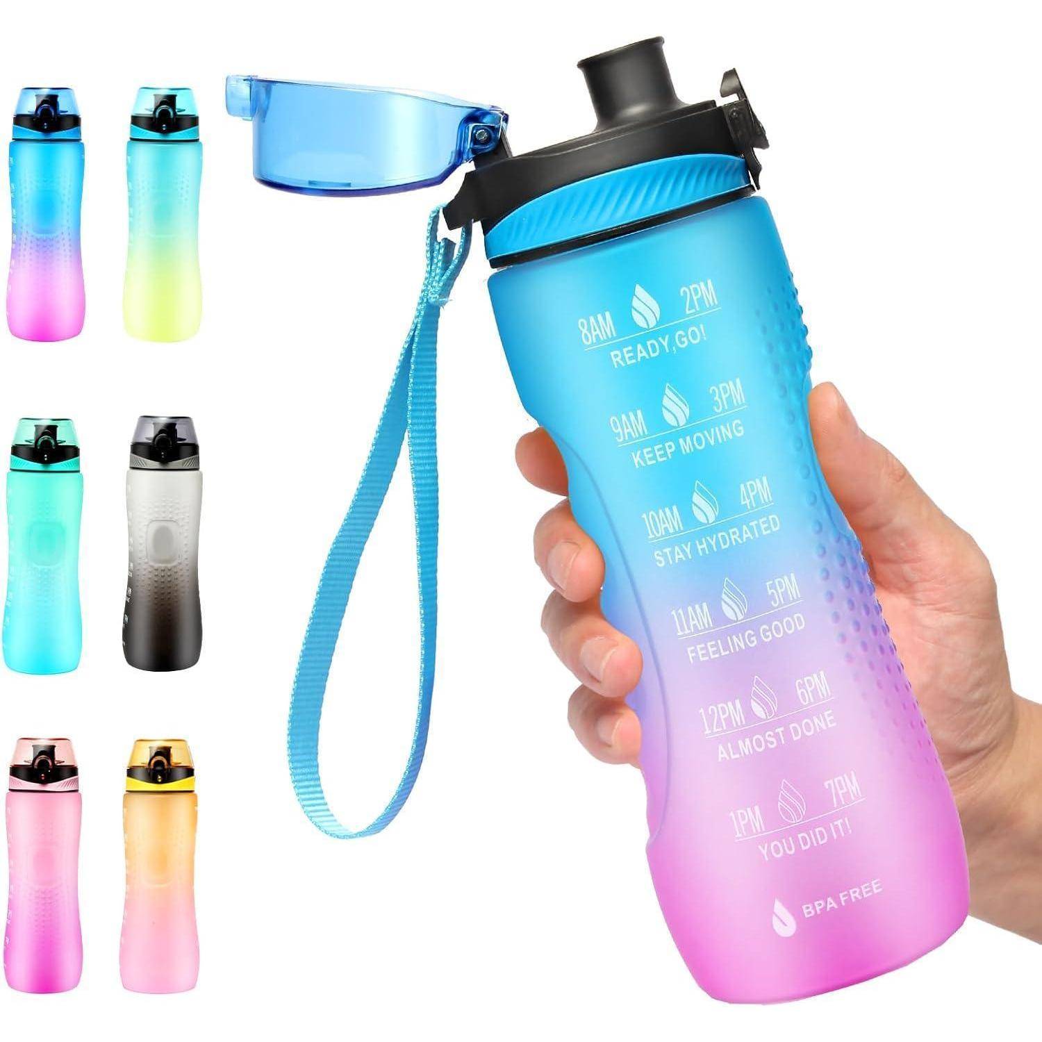 Trinkflasche Zeitmarkierung Tritan BPA Frei 750 ml Blau Violett