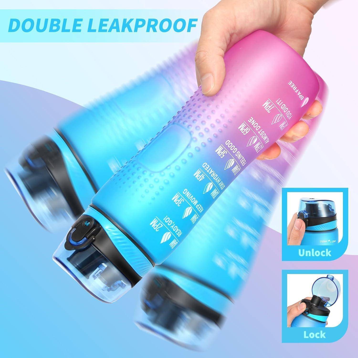 Trinkflasche Zeitmarkierung Tritan BPA Frei 750 ml Blau Violett