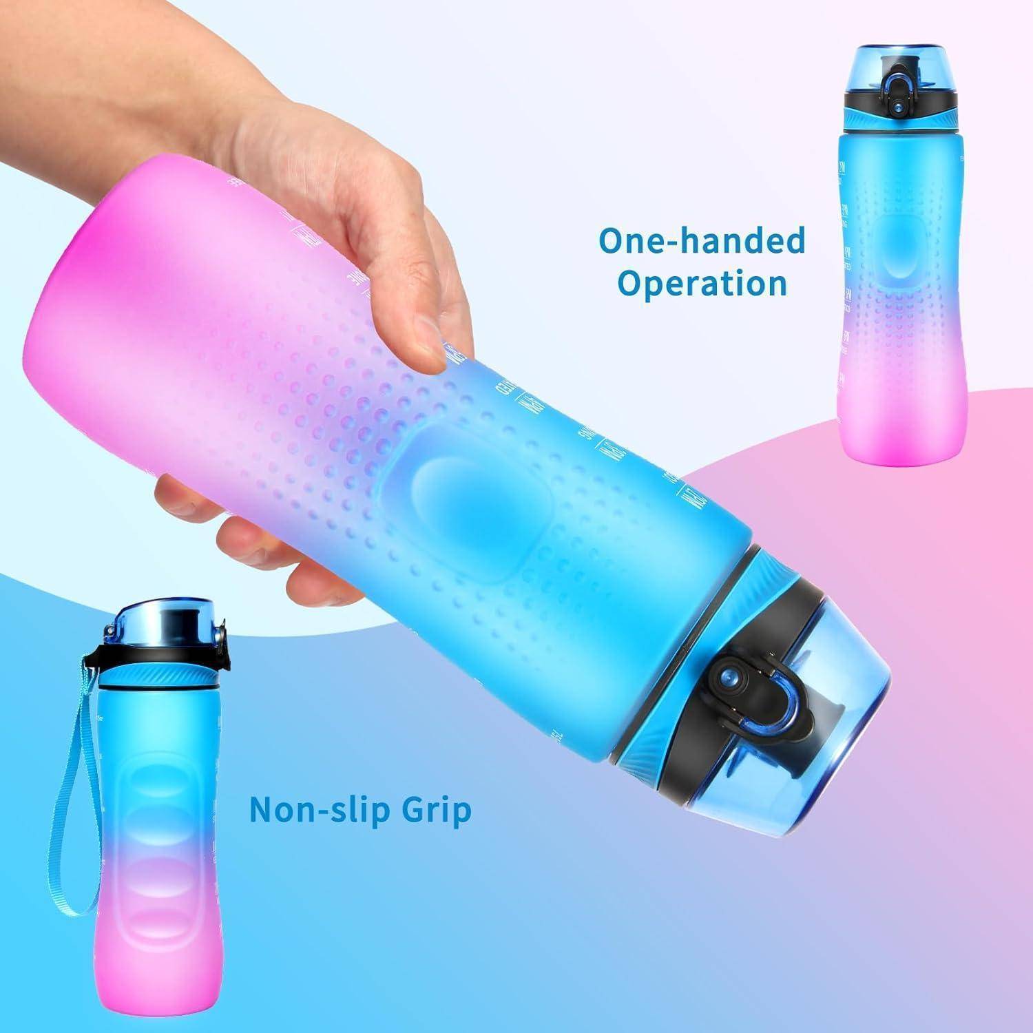 Trinkflasche Zeitmarkierung Tritan BPA Frei 750 ml Blau Violett