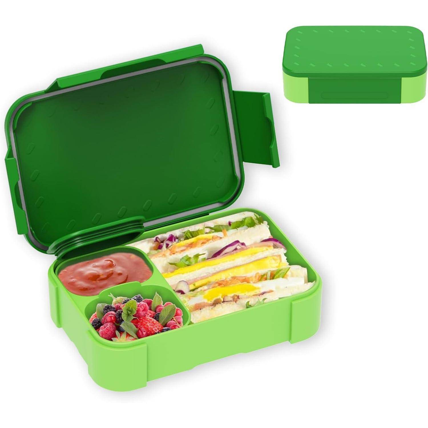 Brotdose Kinder Bento Box 900ml Auslaufsicher Fächer Green