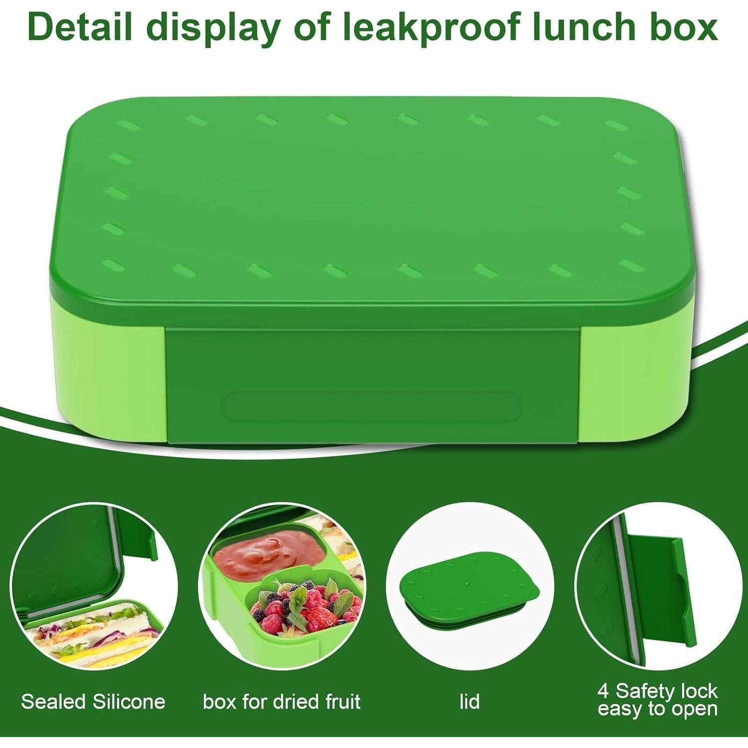 Brotdose Kinder Bento Box 900ml Auslaufsicher Fächer Green