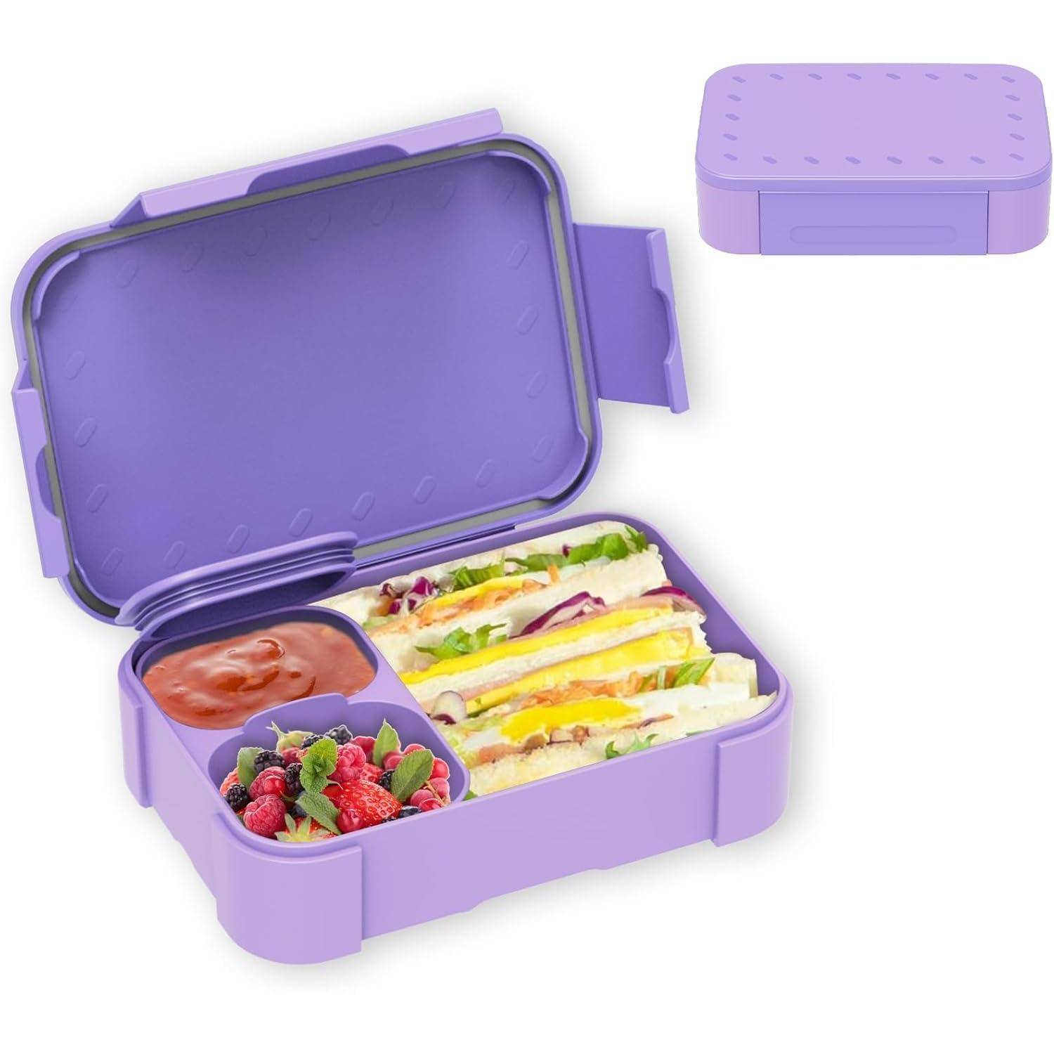 Brotdose Kinder Fächer 900ml Auslaufsicher Bento Lunchbox Purple