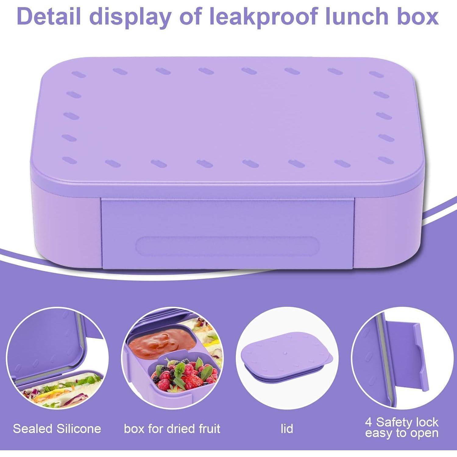 Brotdose Kinder Fächer 900ml Auslaufsicher Bento Lunchbox Purple