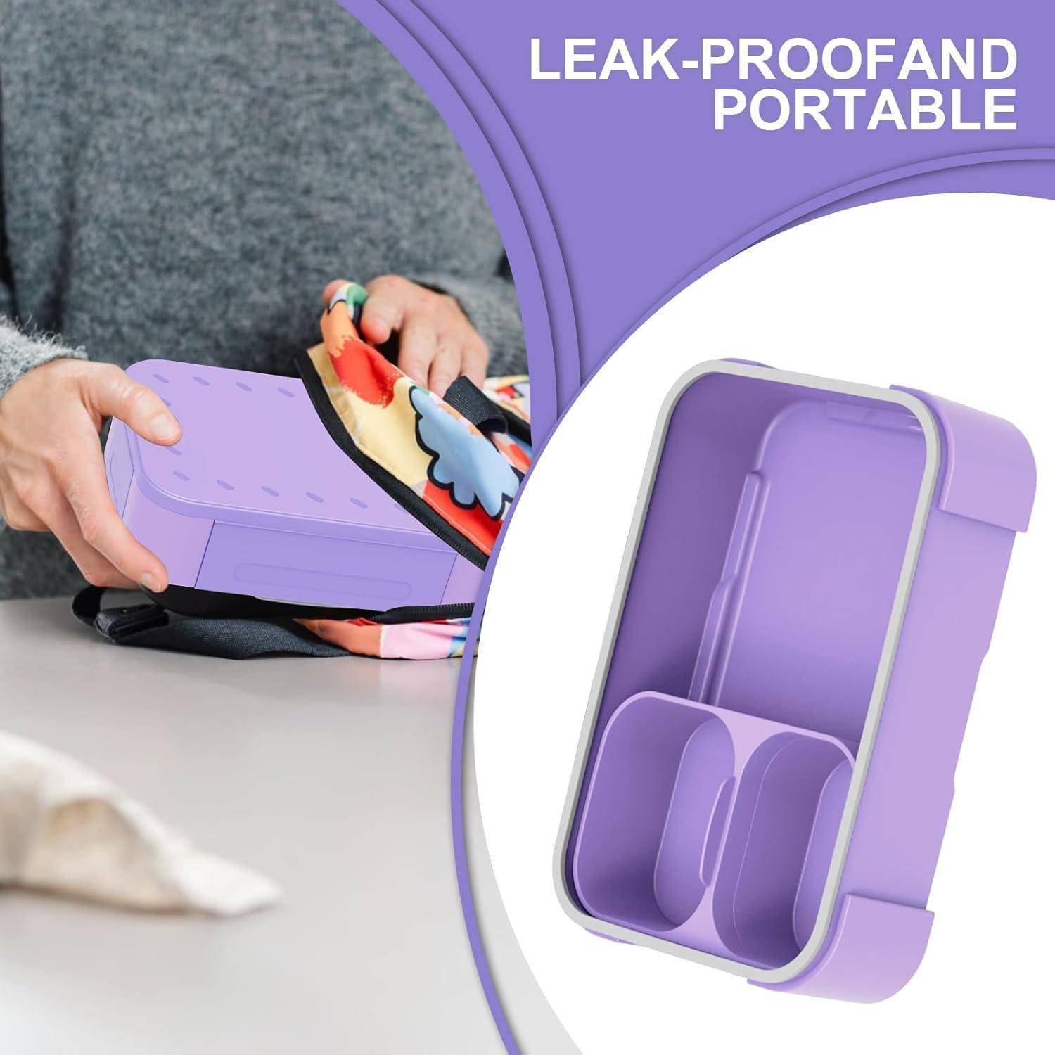 Brotdose Kinder Fächer 900ml Auslaufsicher Bento Lunchbox Purple
