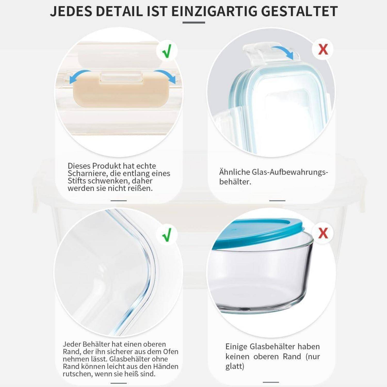 Vorratsbehälterset Glas luftdicht auslaufsicher BPAfrei FE101 creamy