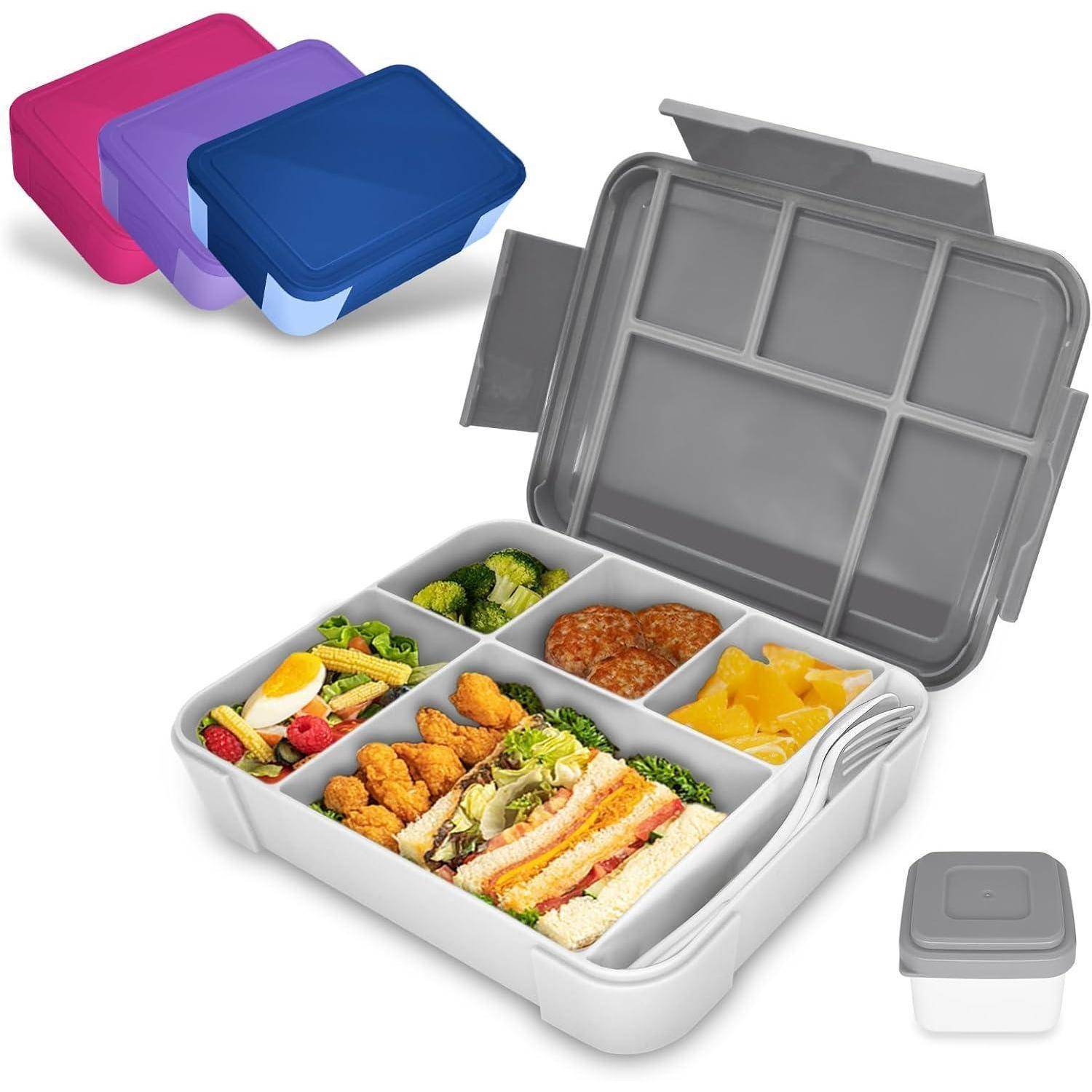 Brotdose Kinder Fächer 1300ml Auslaufsicher Bento Lunchbox Grau