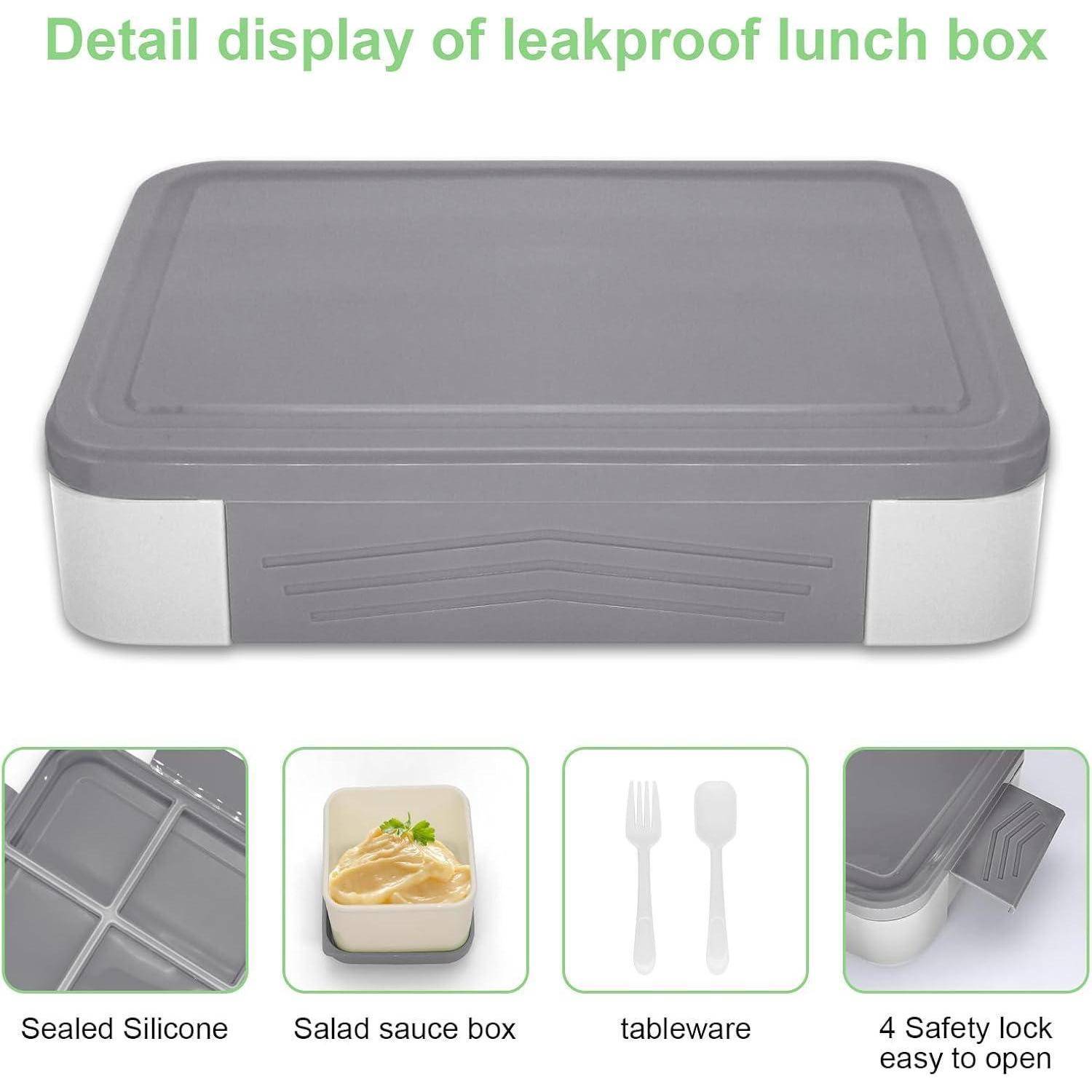 Brotdose Kinder Fächer 1300ml Auslaufsicher Bento Lunchbox Grau
