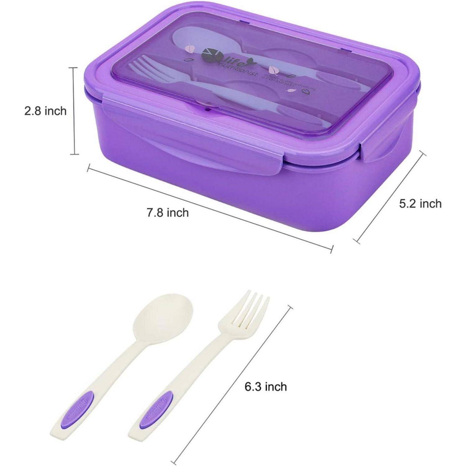 Brotdose Bento Box 3 Fächer Besteck auslaufsicher Violett