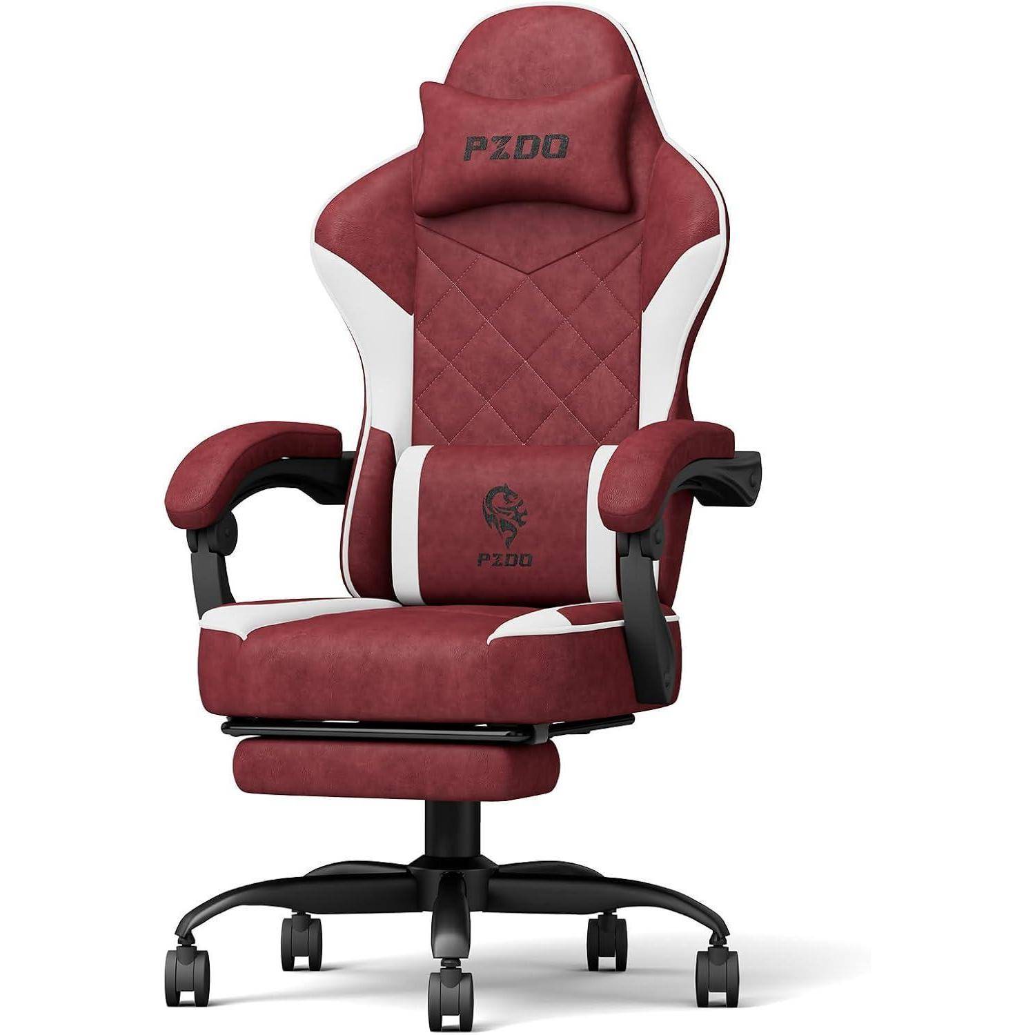 Ergonomischer Gaming Stuhl mit Fußstütze, Racing